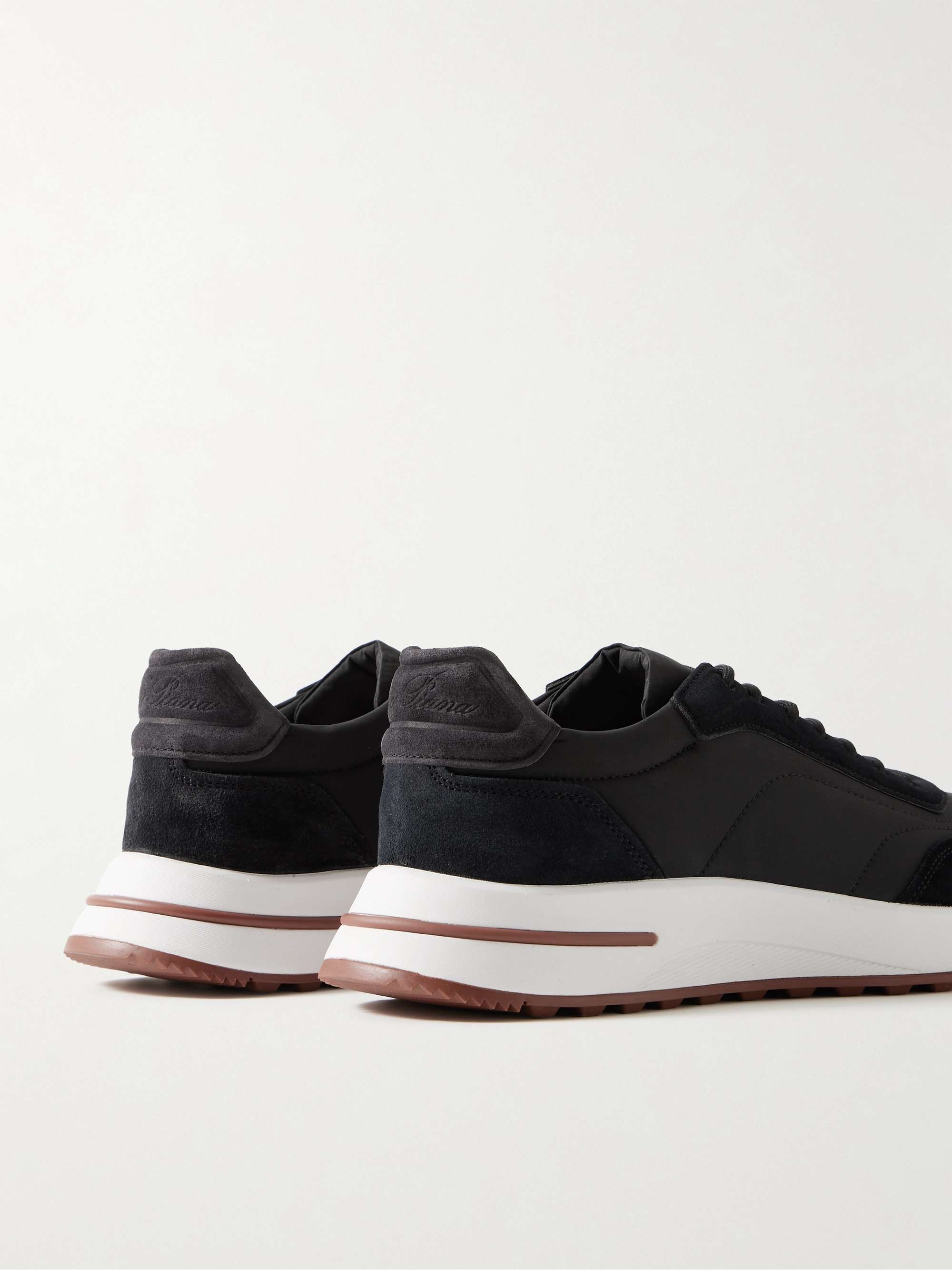 LORO PIANA Weekend Walk Suede-Trimmed Shell Sneakers