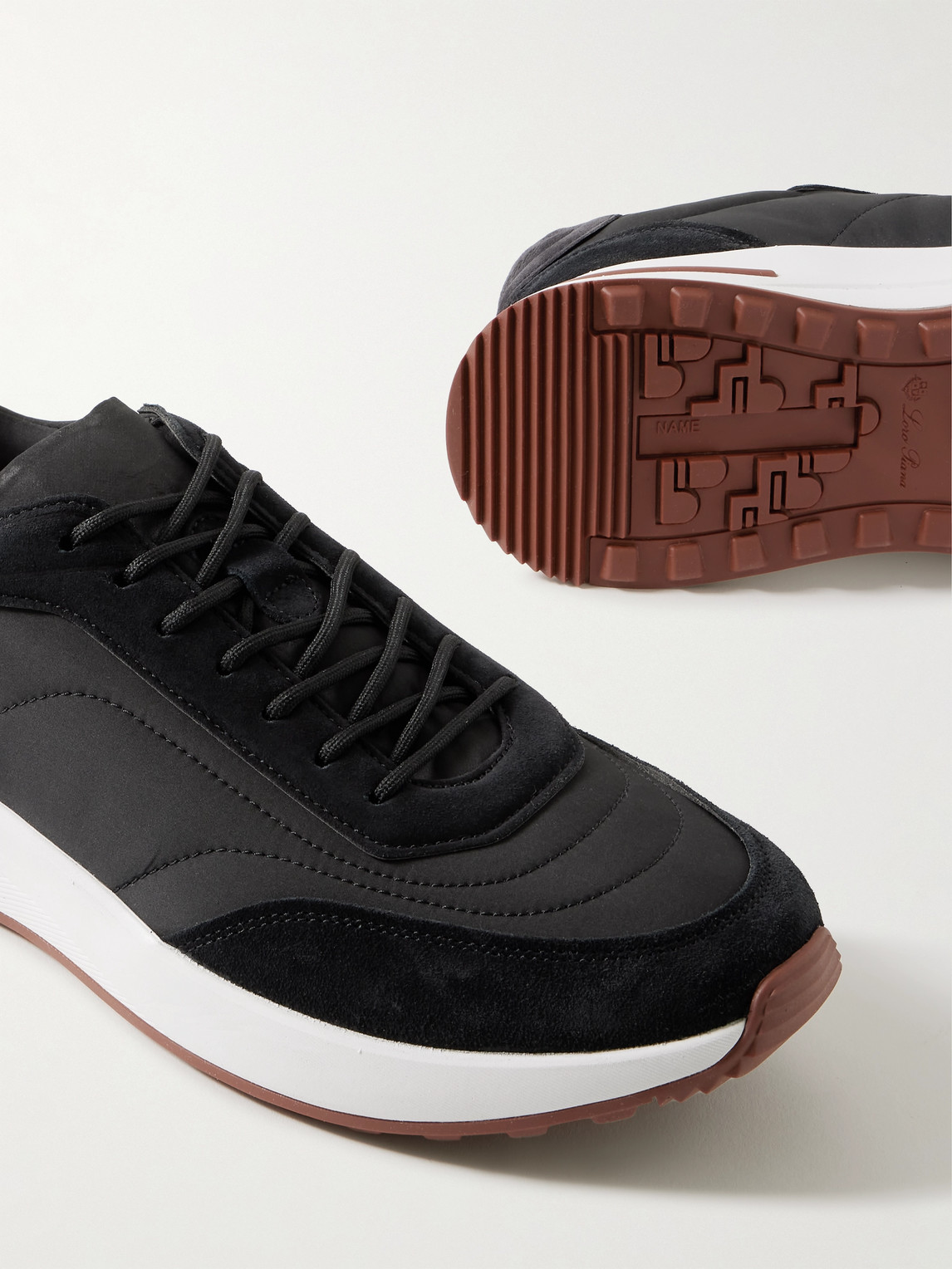 Loro Piana Weekend Walk Storm System® Suede-trimmed Shell Sneakers In Black