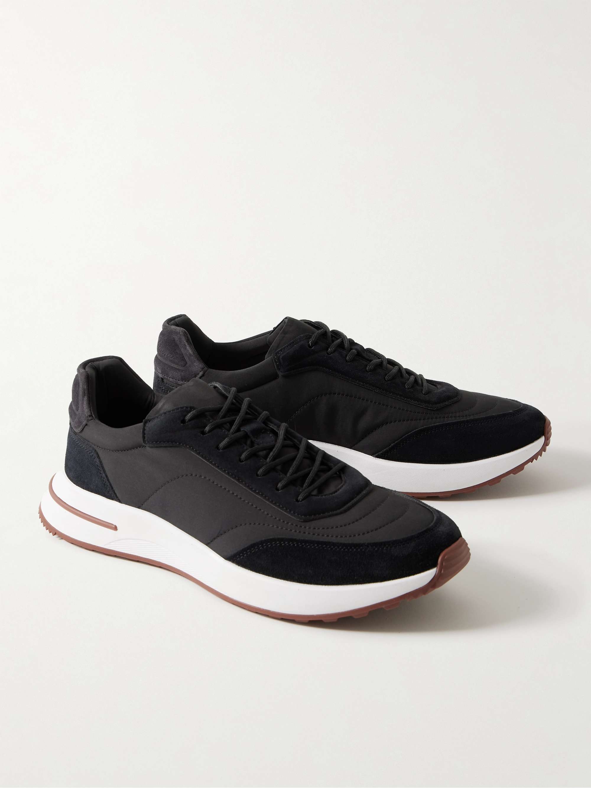 LORO PIANA Weekend Walk Suede-Trimmed Shell Sneakers