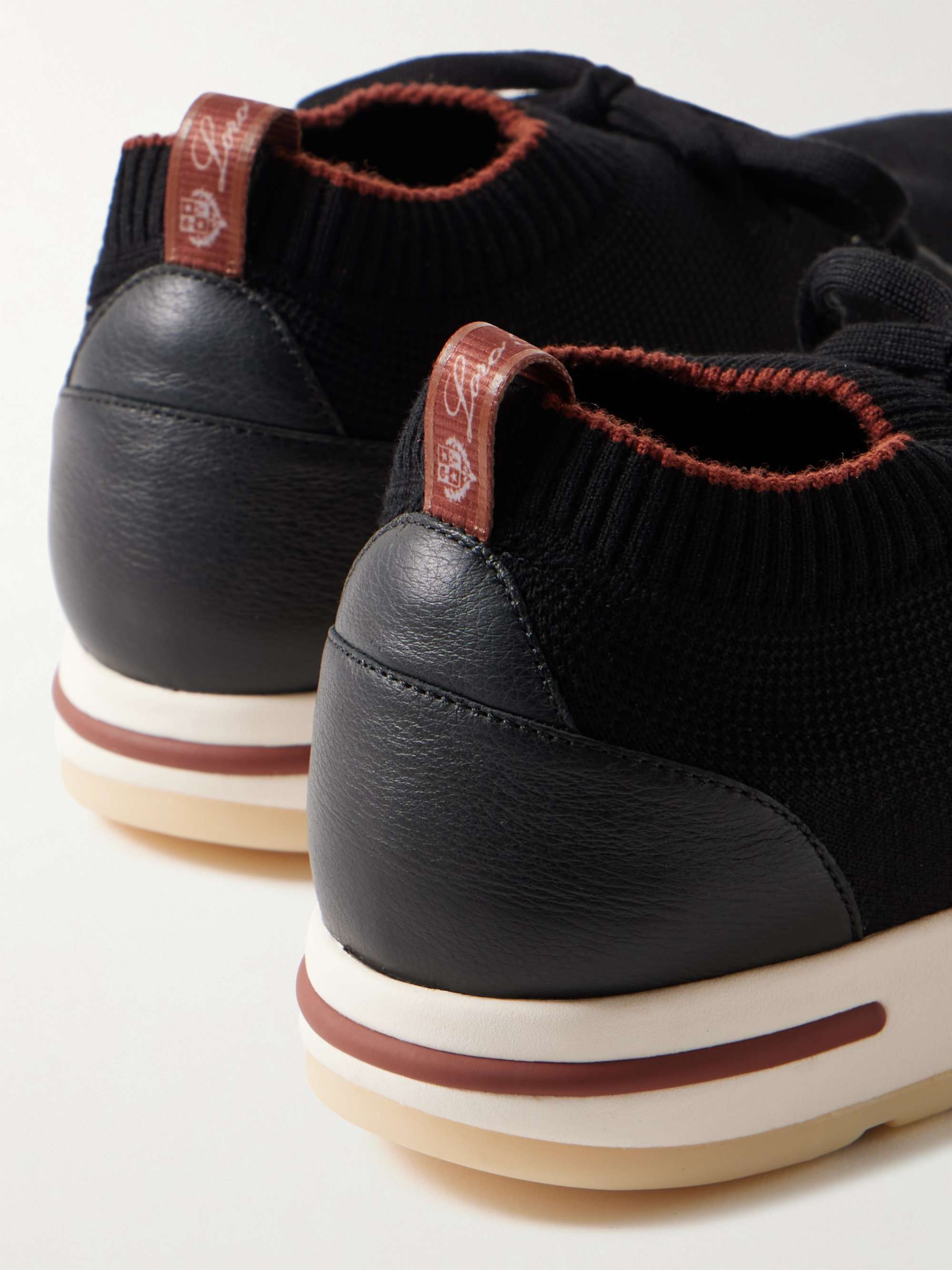 LORO PIANA 360 Flexy Walk Leather Trimmed Knitted Wish Wool Sneakers LORO PIANA 360 Flexy Walk Leather Trimmed Knitted Wish Wool Sneakers