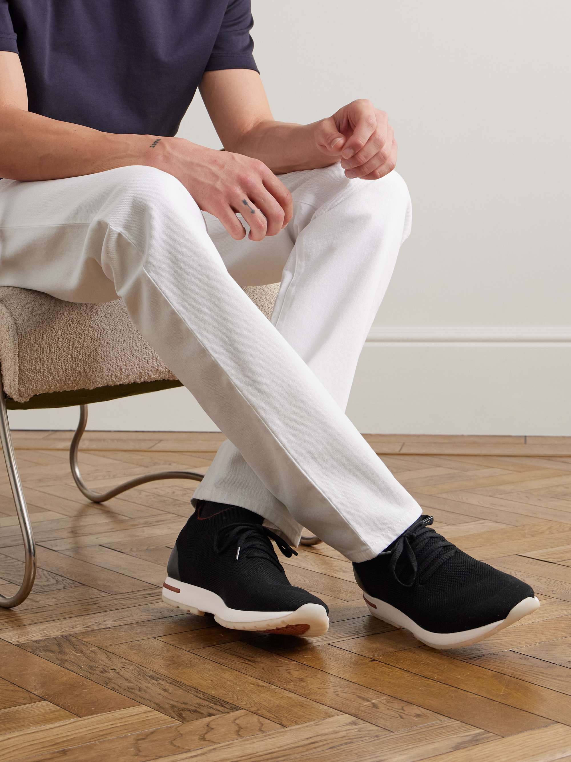 LORO PIANA 360 Flexy Walk Leather Trimmed Knitted Wish Wool Sneakers LORO PIANA 360 Flexy Walk Leather Trimmed Knitted Wish Wool Sneakers