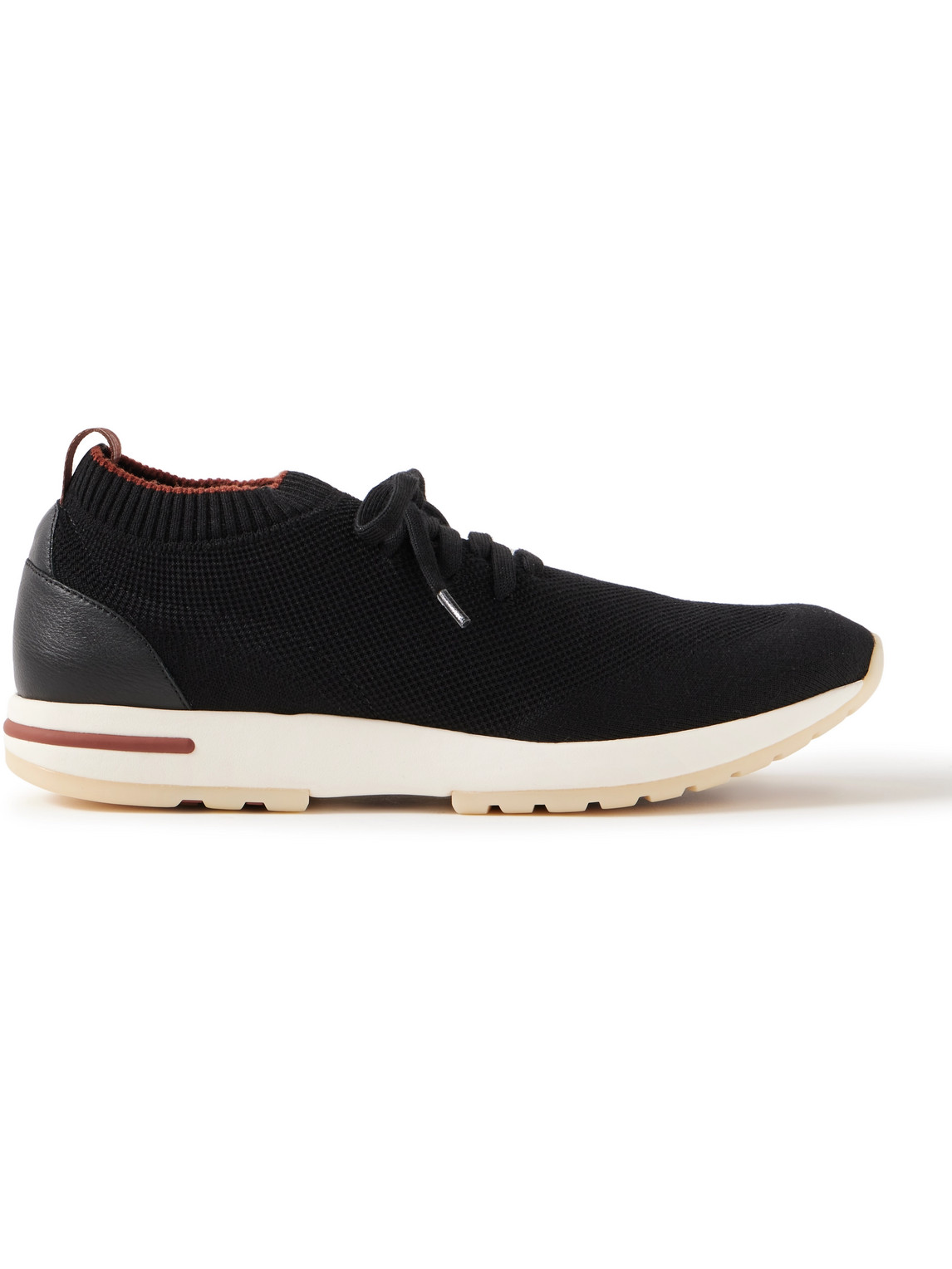 Loro Piana 360 Flexy Walk Leather-trimmed Knitted Wish® Wool Trainers In Black