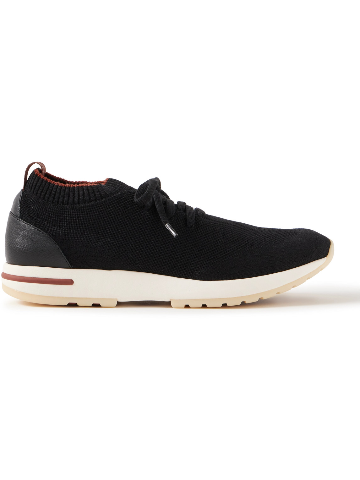 Loro Piana 360 Flexy Walk Leather-trimmed Knitted Wish® Wool Sneakers In Black