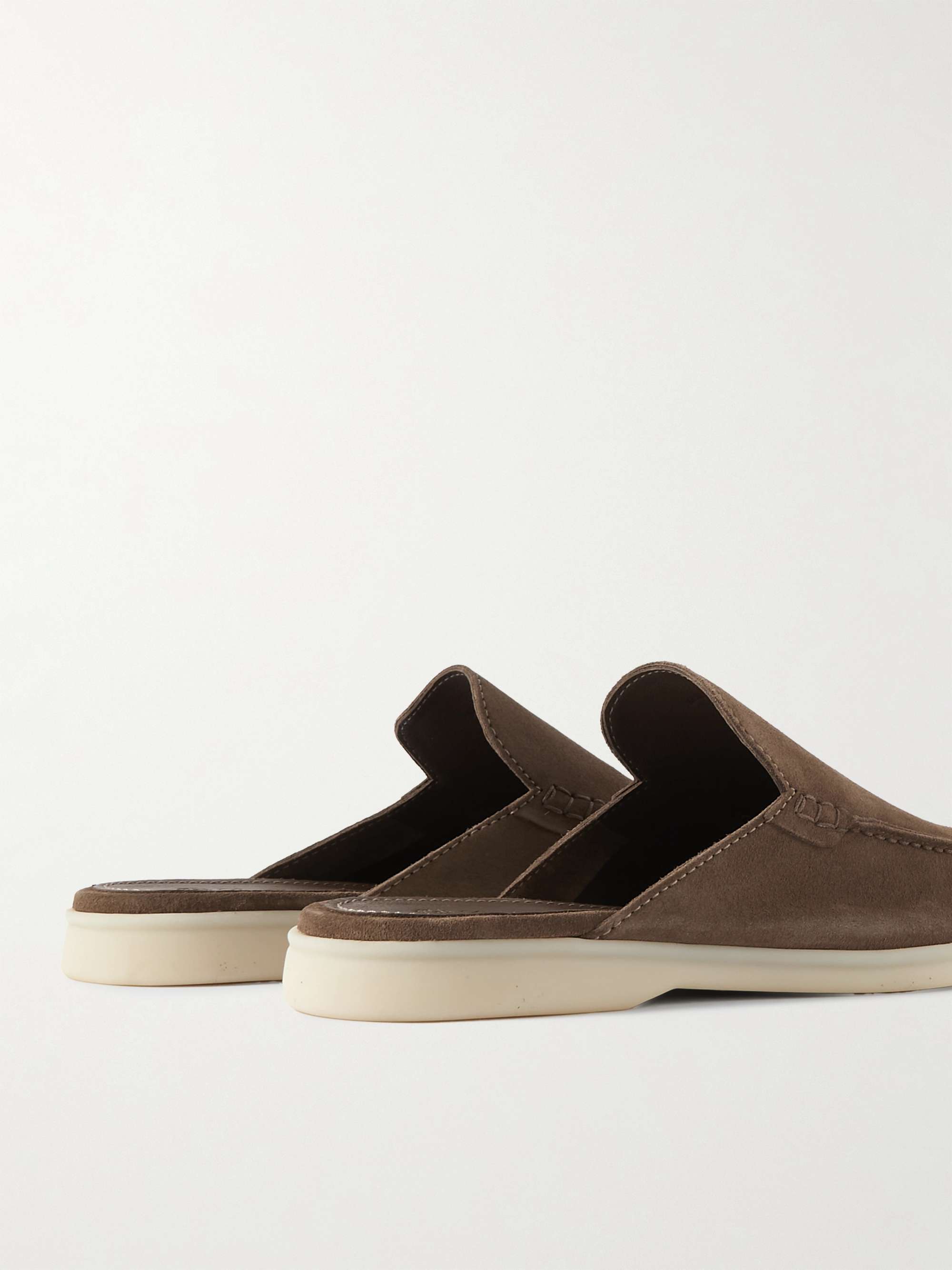 LORO PIANA Babouche Walk Suede Backless Loafer