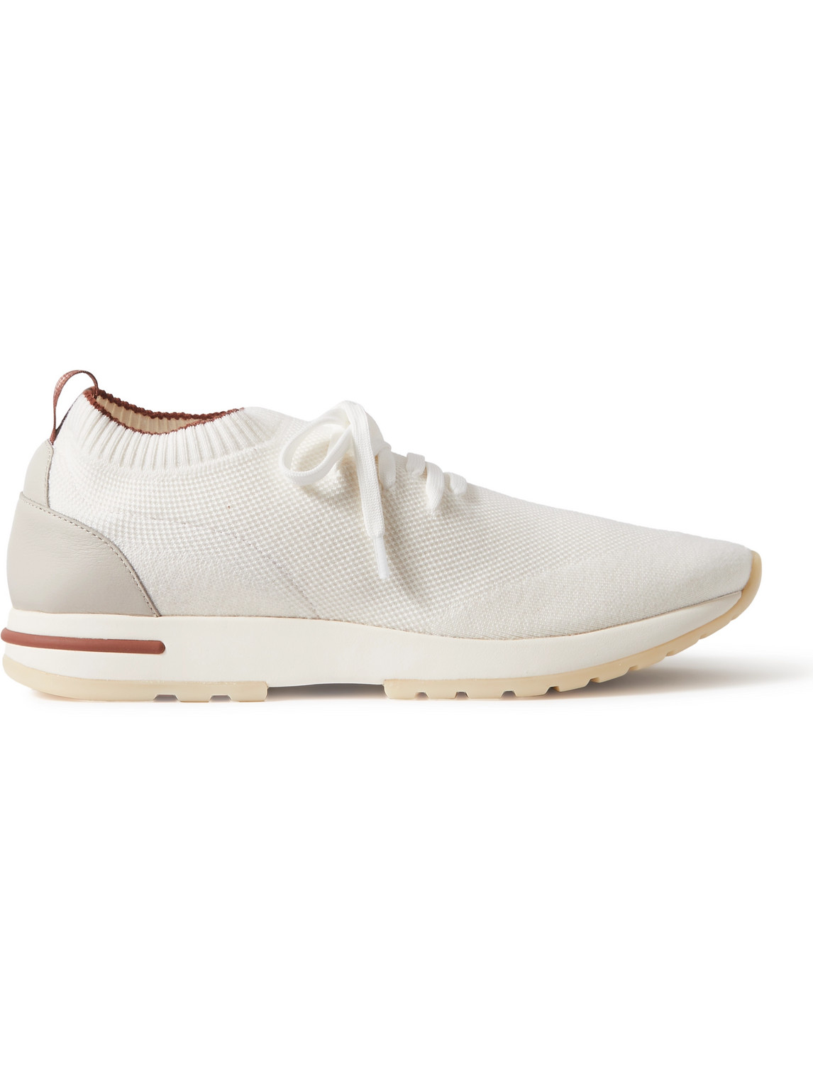 Loro Piana 360 Flexy Leather-trimmed Knitted Wish® Wool Trainers In White