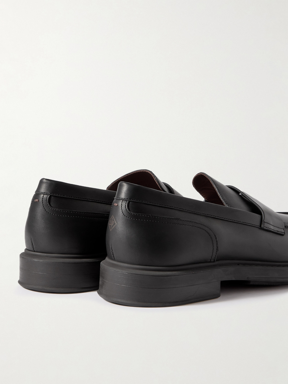 Shop Loro Piana Travis Leather Penny Loafers In Black