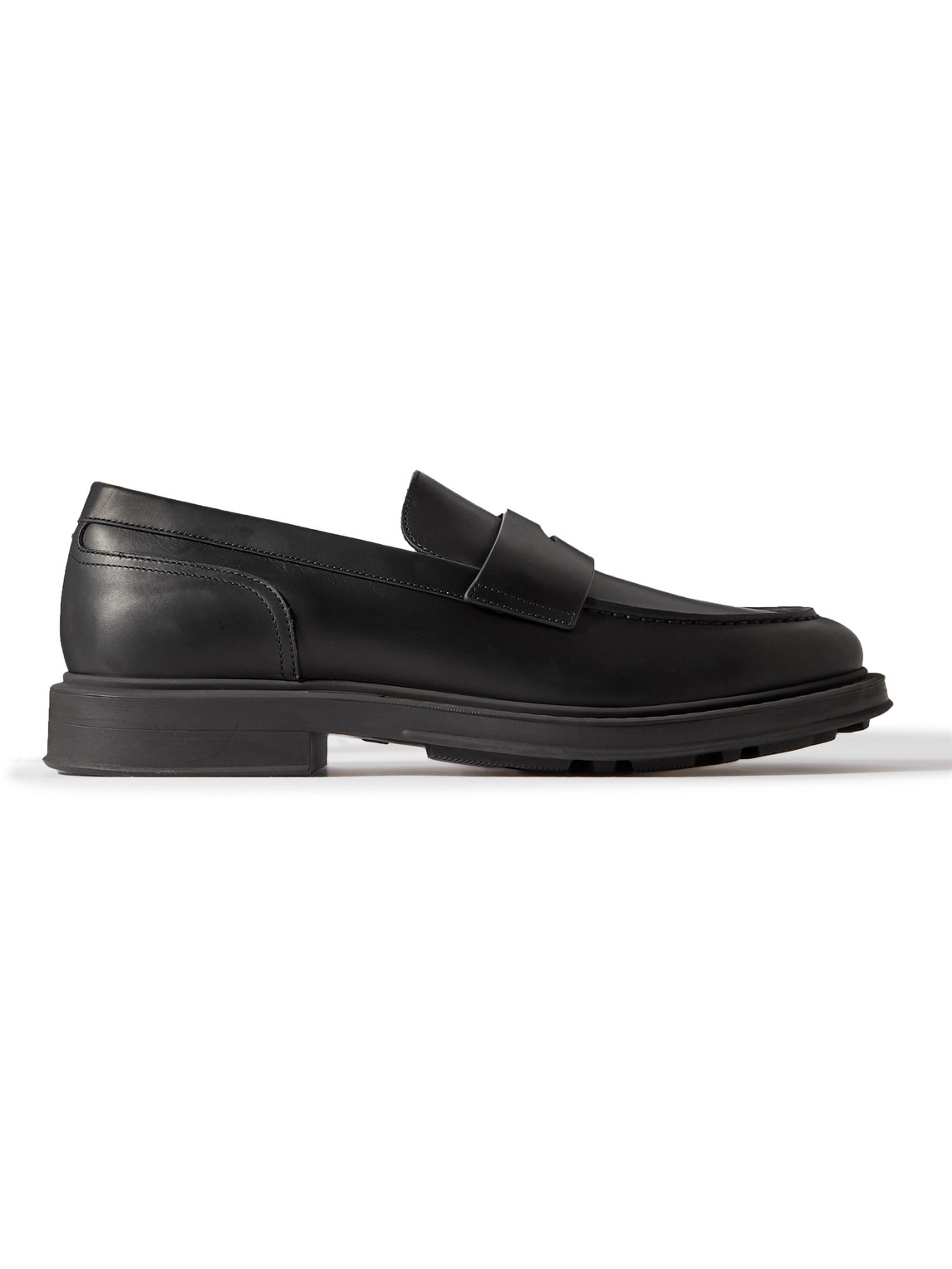 Loro Piana Travis Leather Penny Loafers In Black