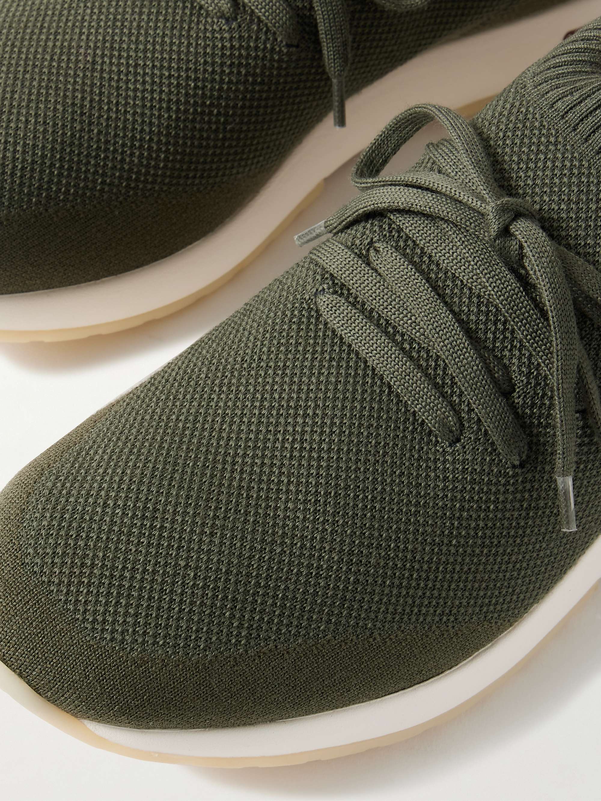 LORO PIANA 360 Flexy Walk Leather-Trimmed Knitted Wish Wool Sneakers