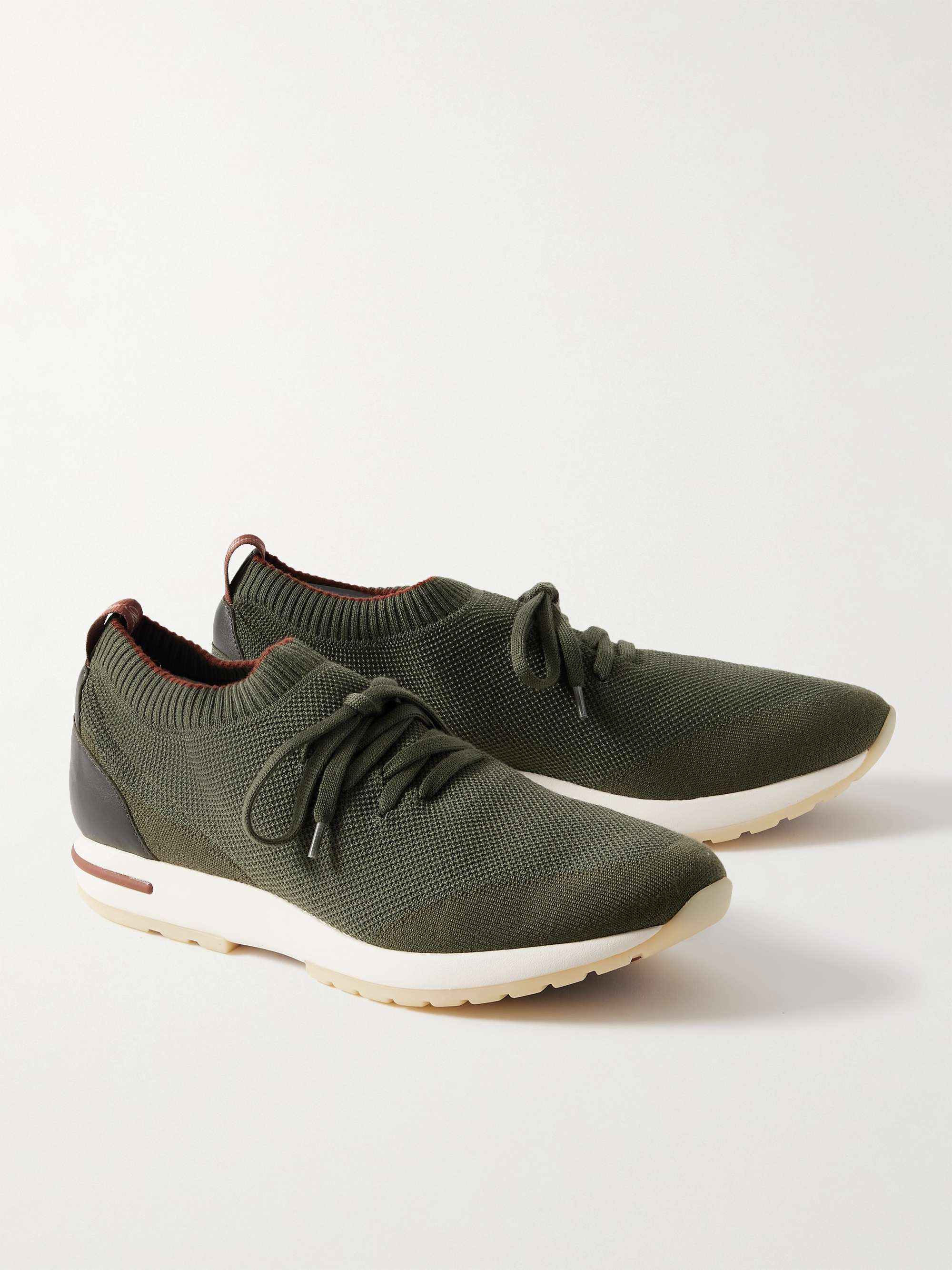 LORO PIANA 360 Flexy Walk Leather-Trimmed Knitted Wish Wool Sneakers
