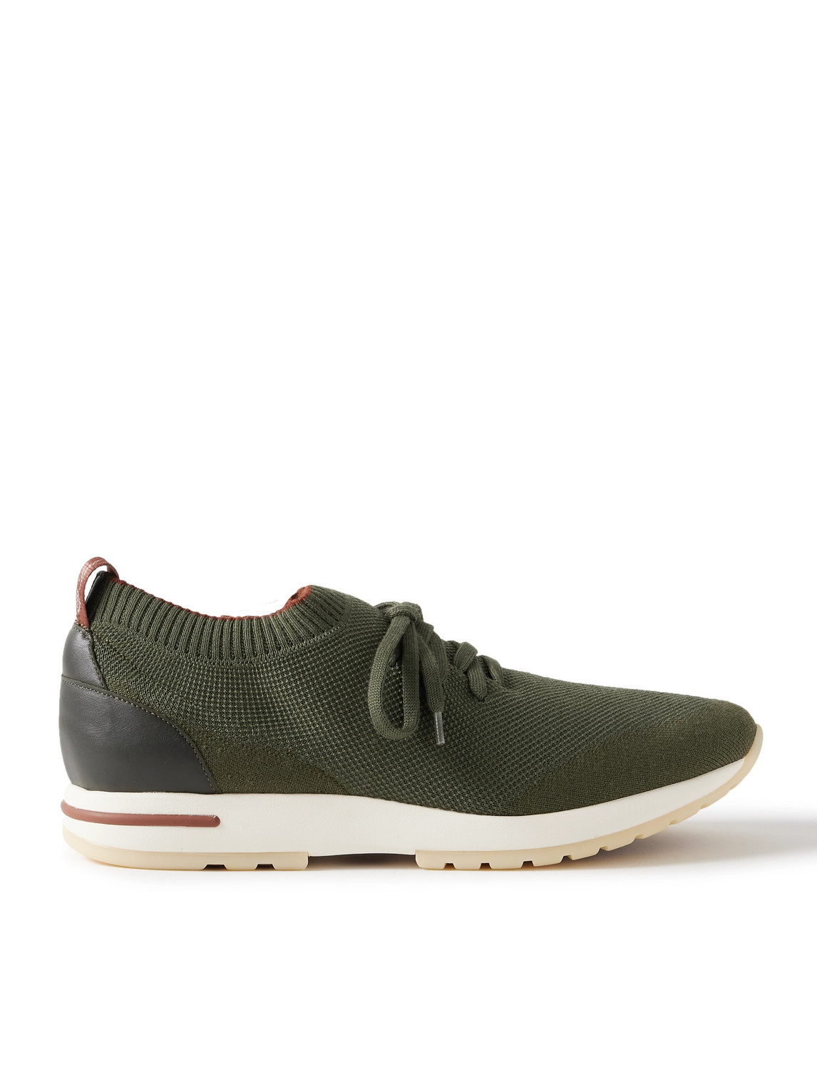 Loro Piana 360 Flexy Walk Leather-trimmed Wish® Wool Sneakers In Green