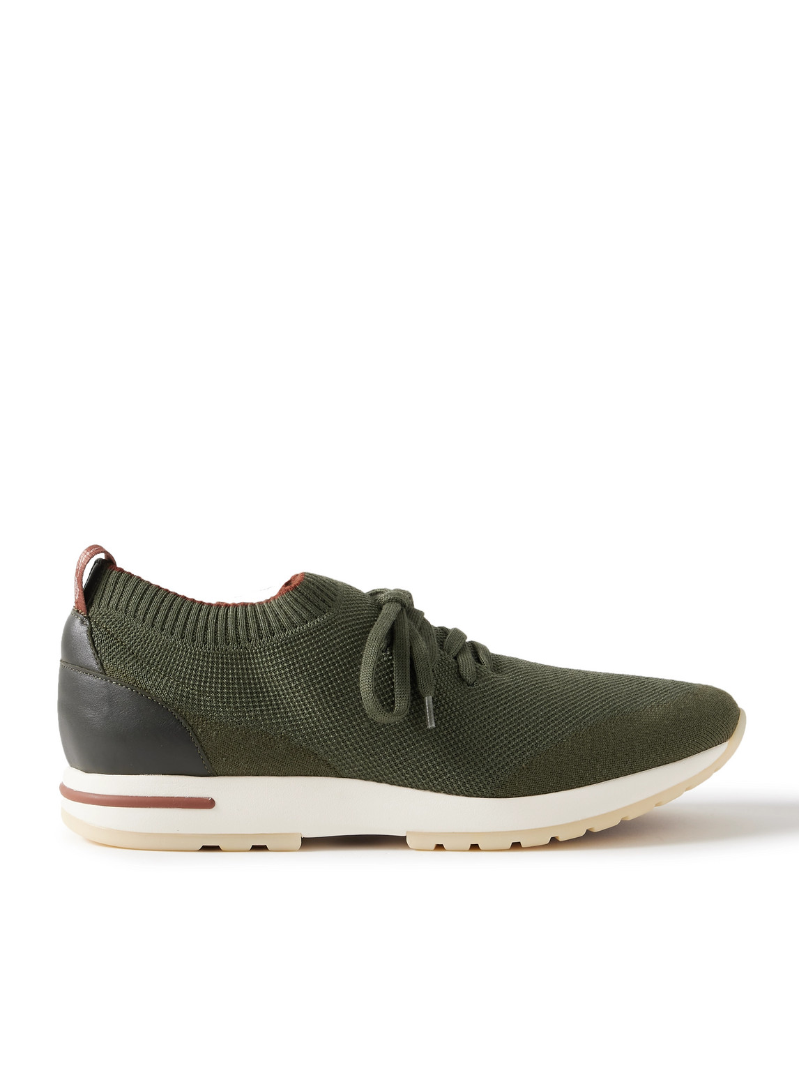 Loro Piana 360 Flexy Walk Leather-trimmed Wish® Wool Trainers In Green