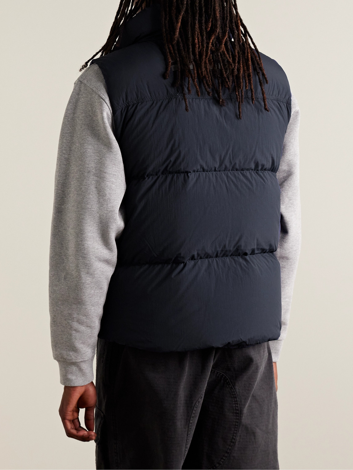 Shop Canada Goose Lawrence Slim-fit Logo-appliquéd Quilted Enduraluxe® Down Gilet In Blue