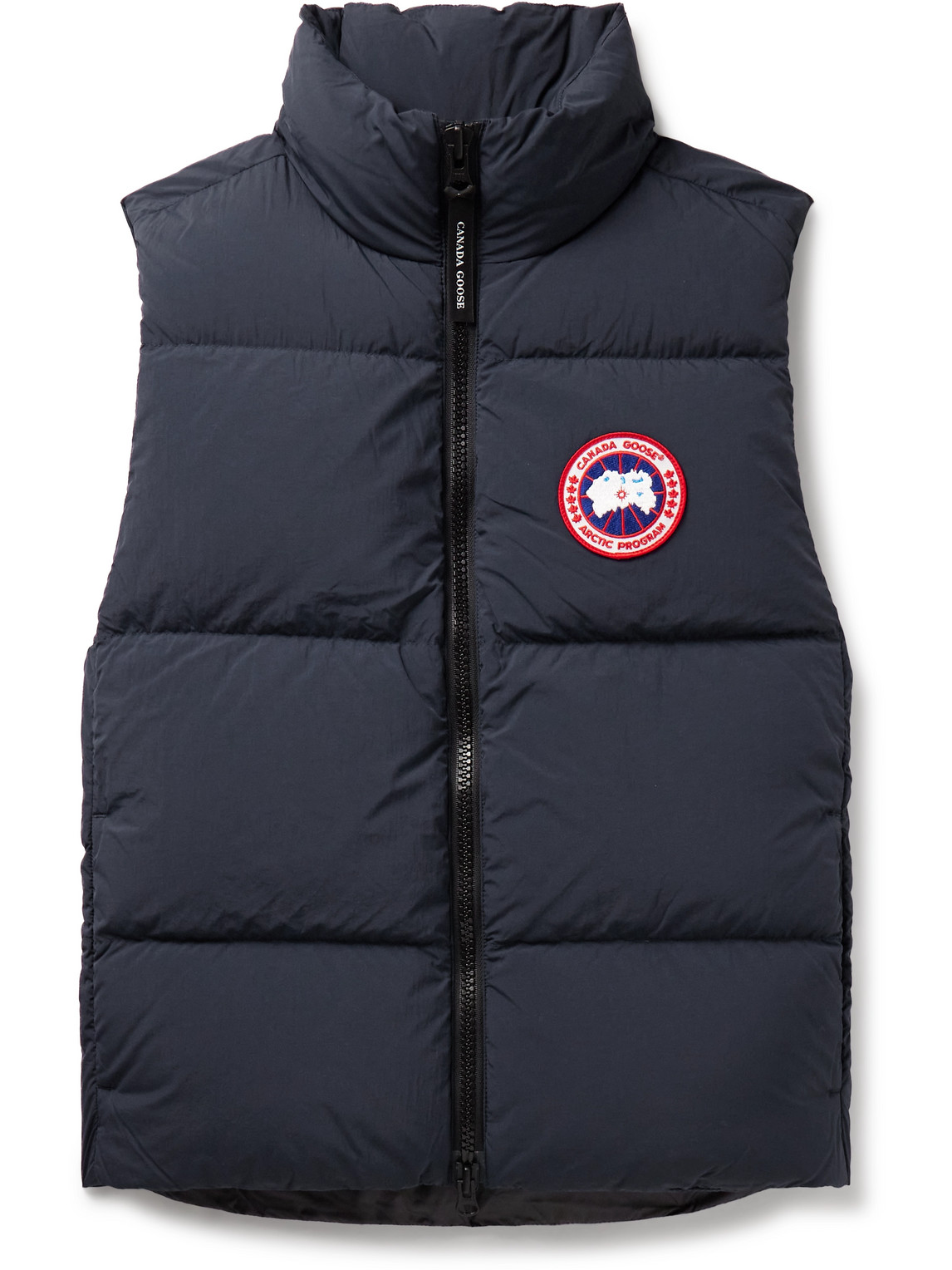 Shop Canada Goose Lawrence Slim-fit Logo-appliquéd Quilted Enduraluxe® Down Gilet In Blue