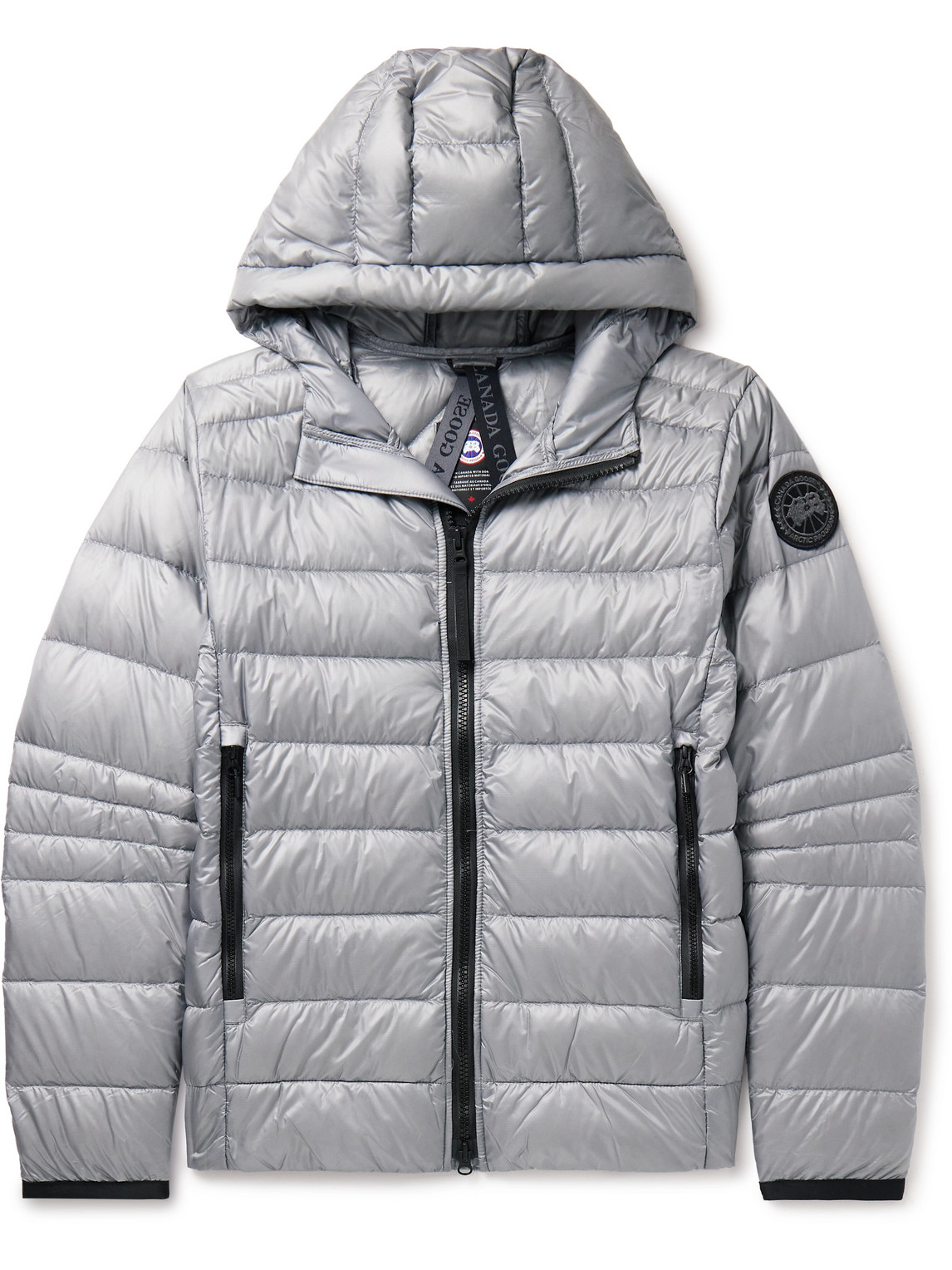 Canada Goose Crofton Slim-fit Logo-appliquéd Quilted Nylon-ripstop Hooded Down Jacket In Gray