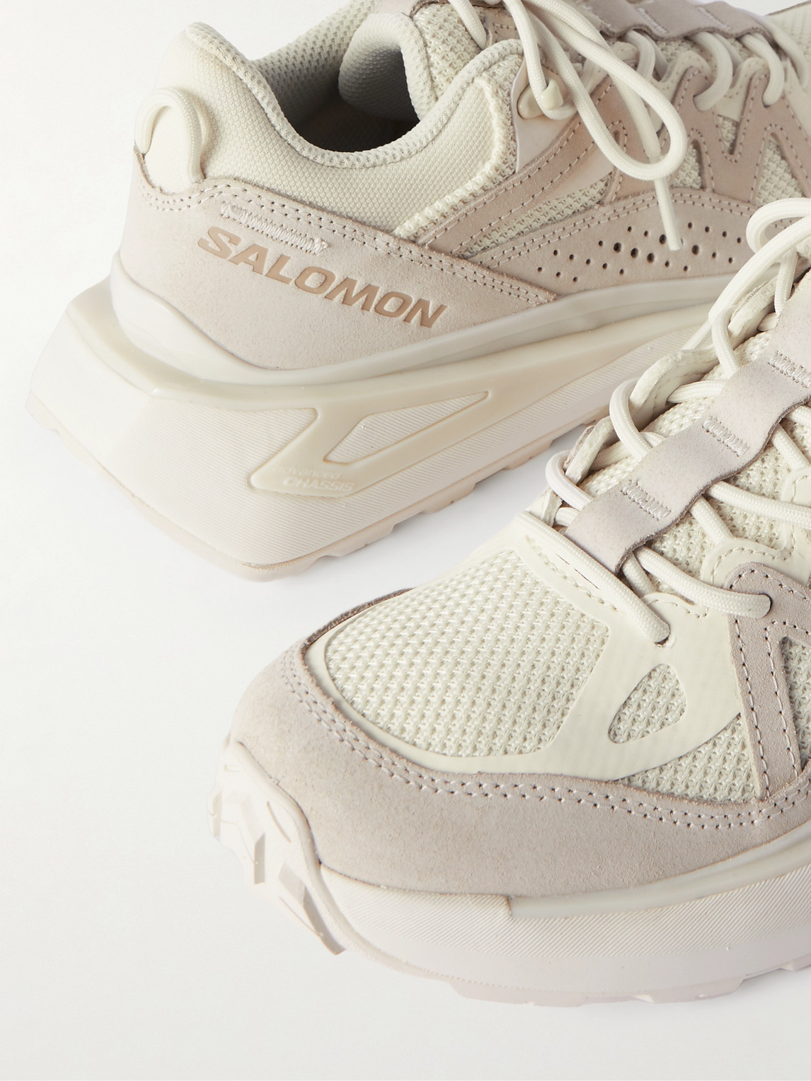 Shop Salomon Odyssey Elmt Suede-trimmed Mesh Sneakers In White