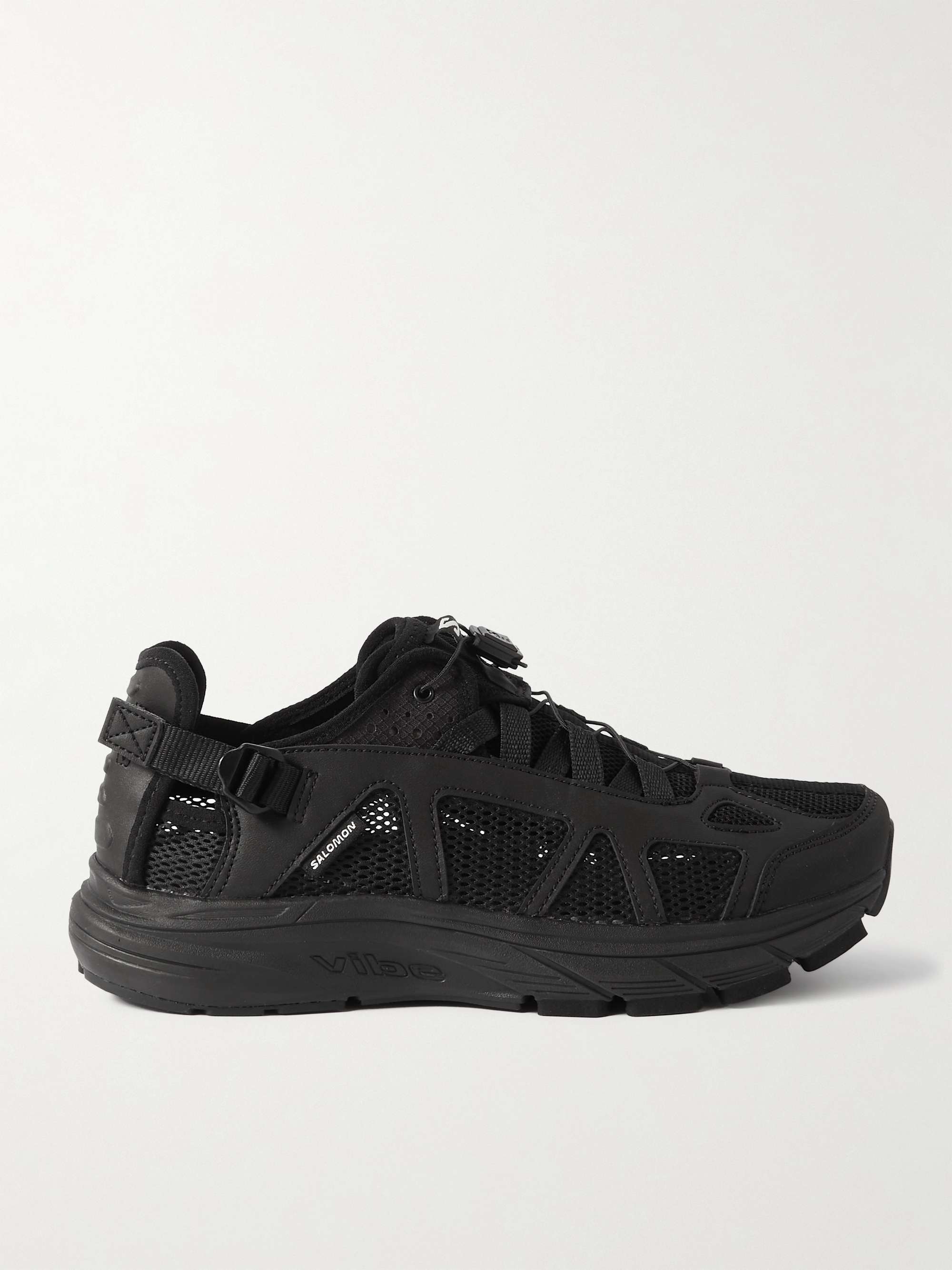 SALOMON TECHSONIC Ripstop and Rubber-Trimmed Faux Leather and Mesh Sneakers,Black