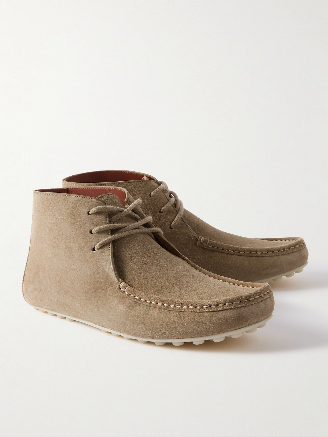 Shop Loro Piana Dot Walk Suede Chukka Boots In Neutrals