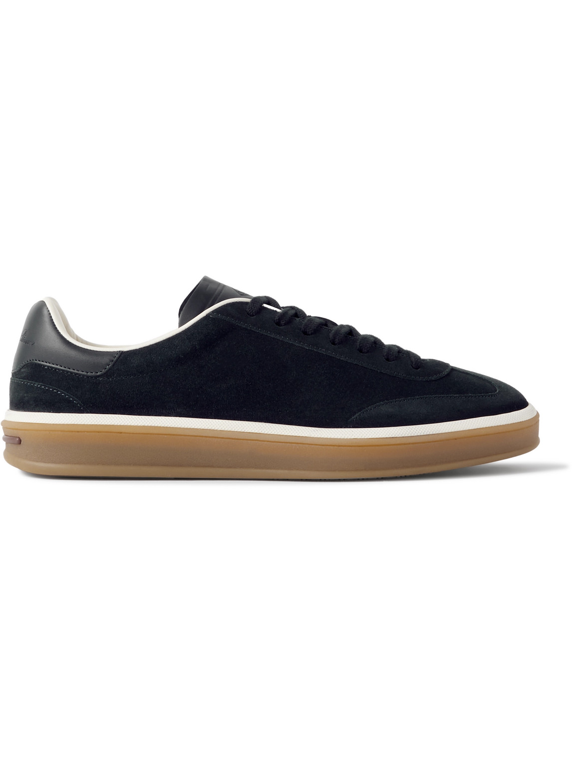 Loro Piana Tennis Walk Leather-trimmed Suede Trainers In Blue