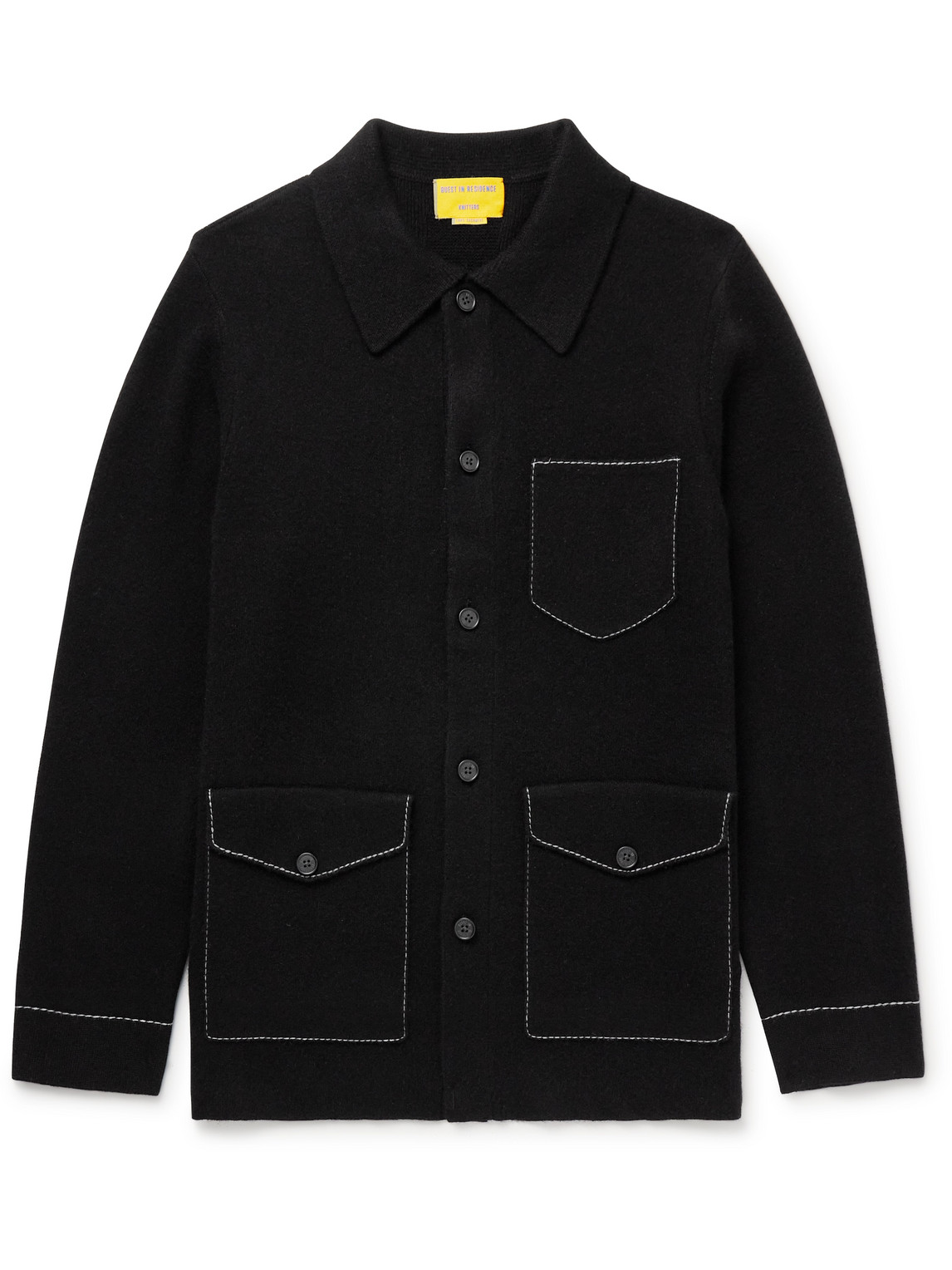 Guest In Residence Industry Topstitched Cashmere Jacket In Black