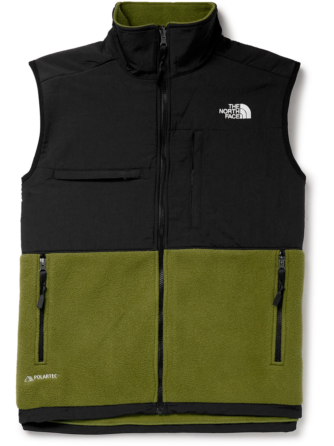 The North Face Denali Logo-embroidered Shell And Polartec® Fleece Gilet In Green