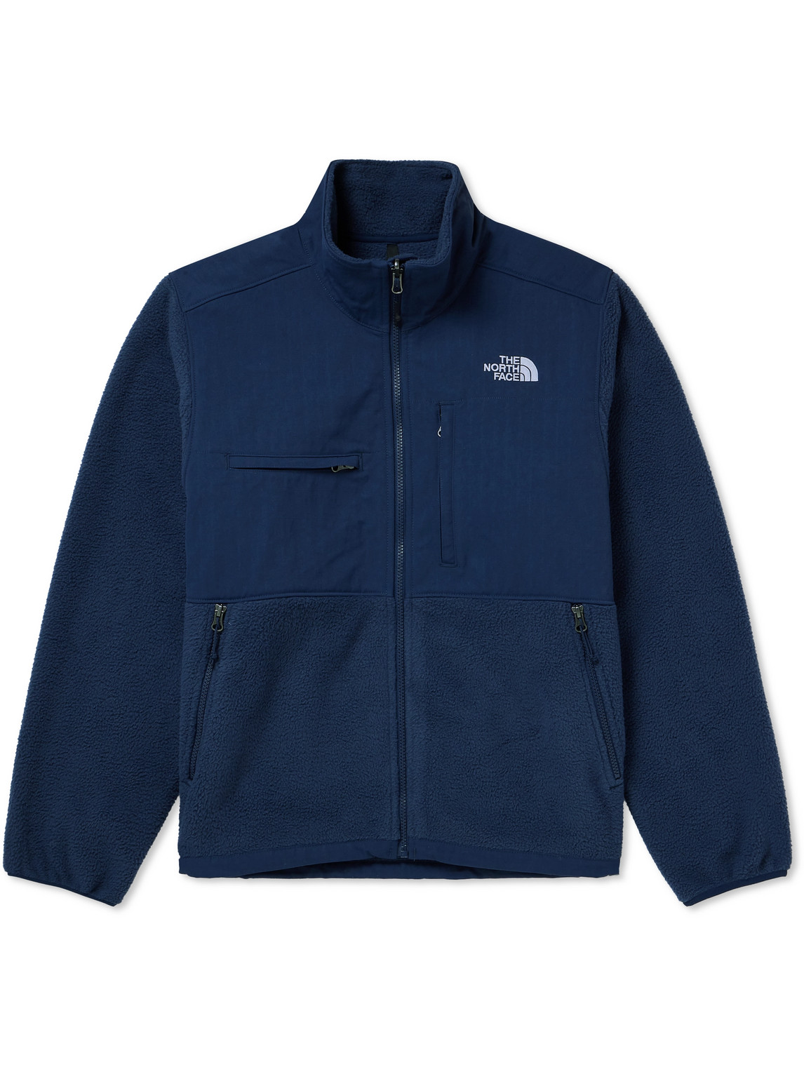 The North Face Denali Logo-embroidered Ripstop-trimmed Recycled-fleece Jacket In Blue