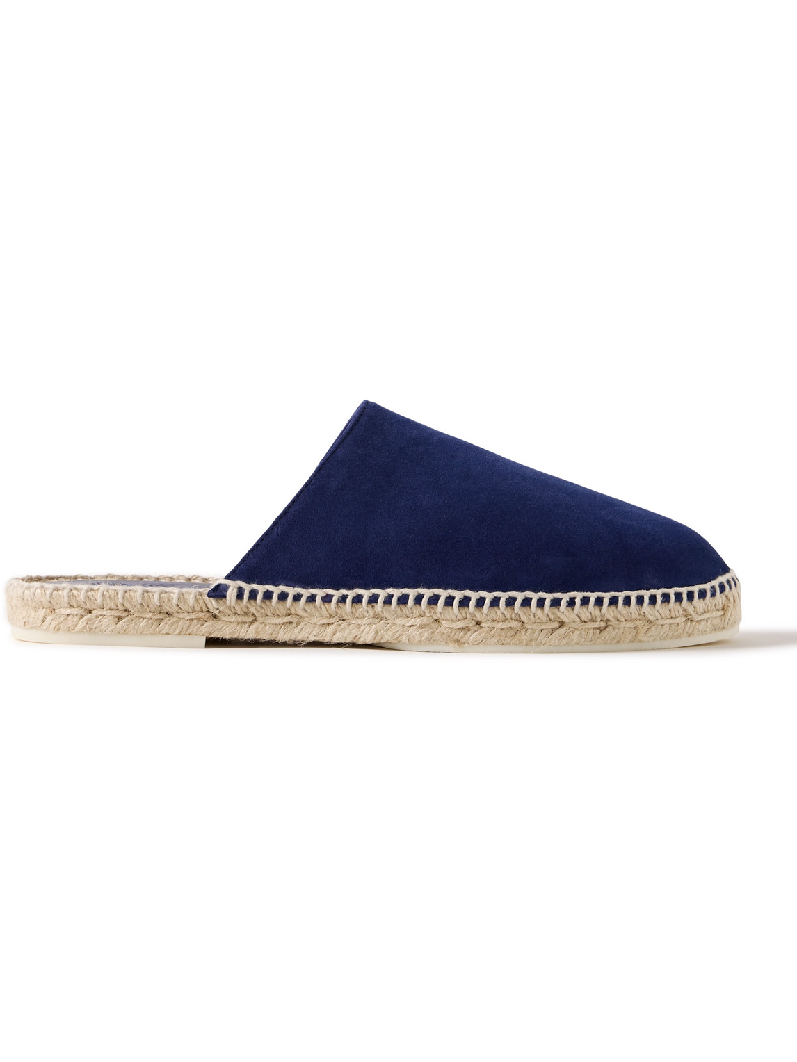 Loro Piana Seaside Walk Suede Backless Espadrilles In Blue