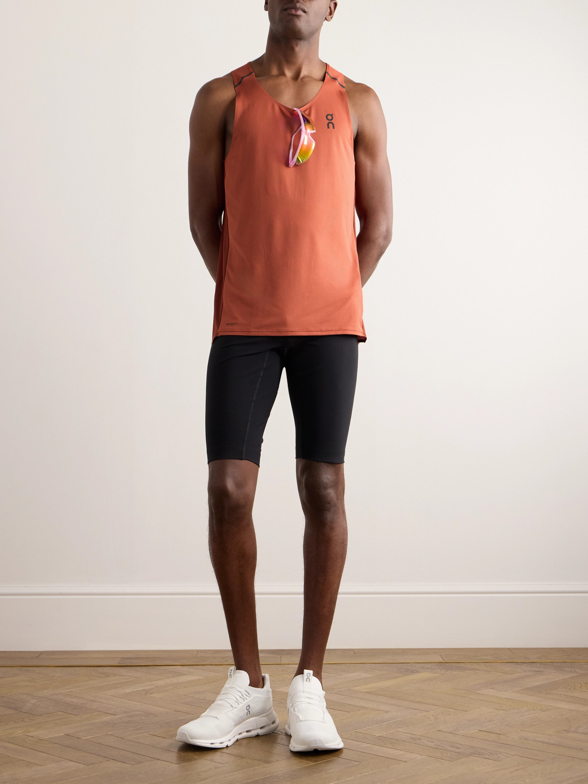 Shop On Performance Stretch Recycled-jersey And Mesh Tank Top In Red