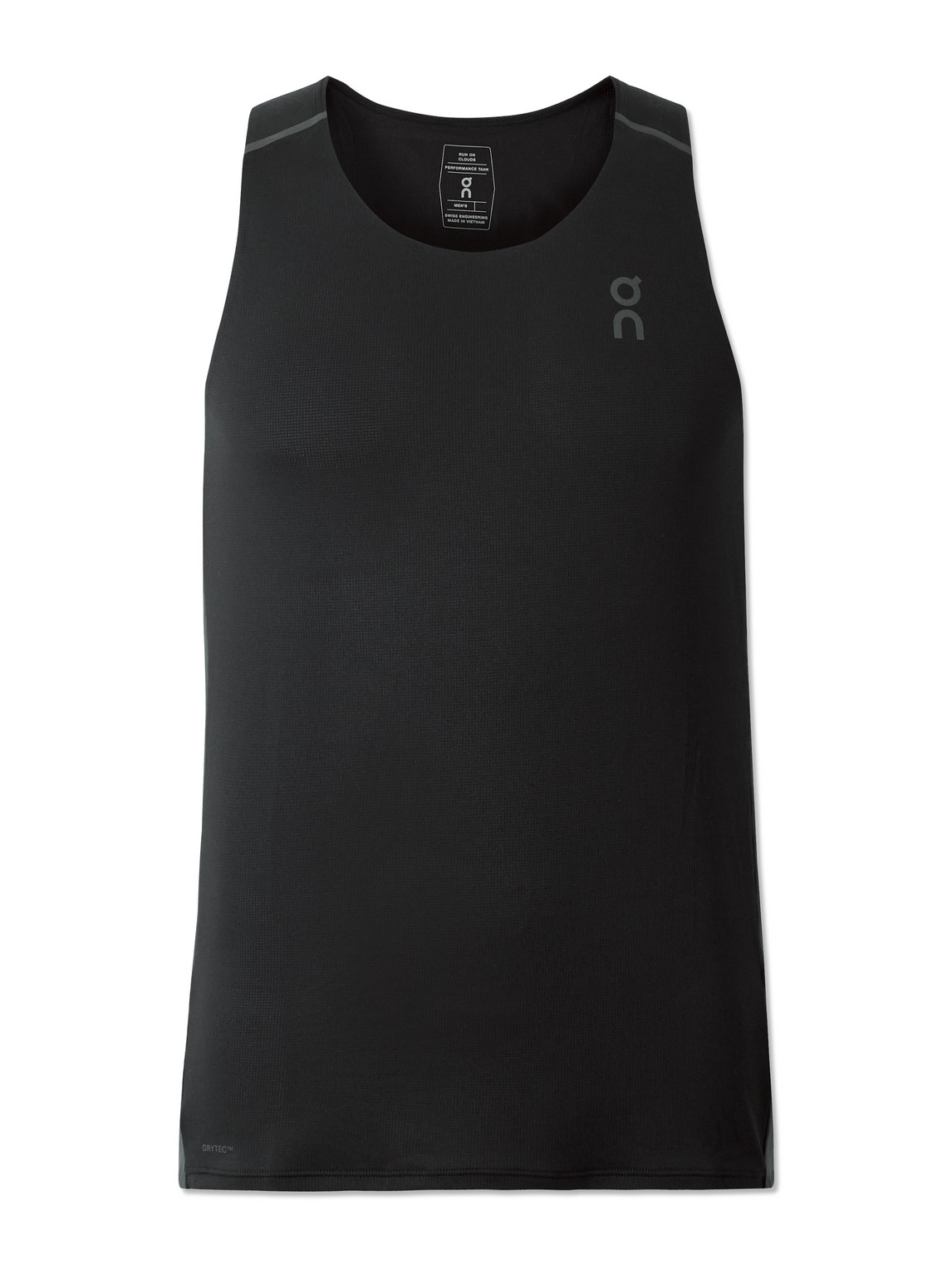On Performance Stretch Recycled-jersey Tank Top In Black