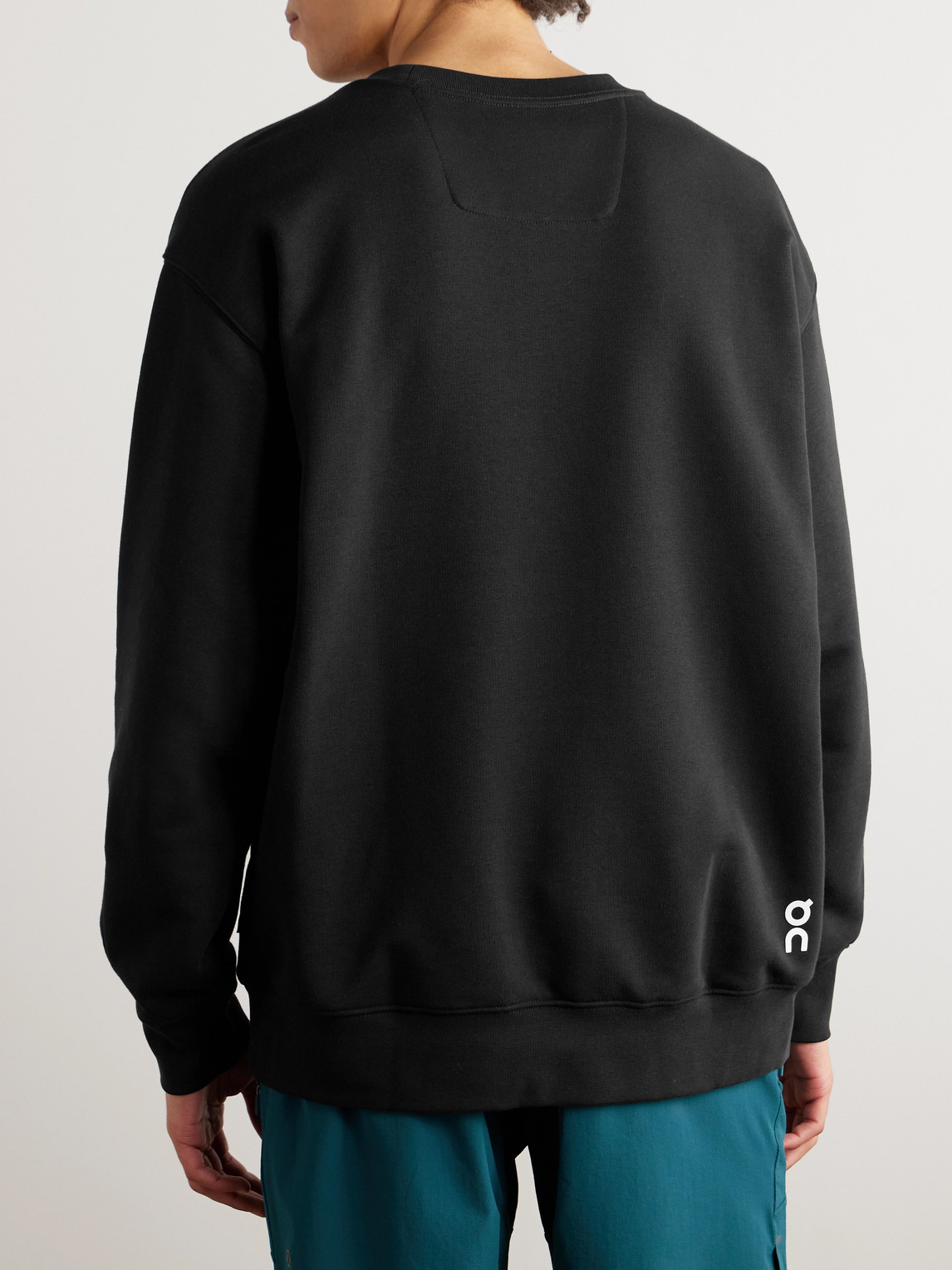 Shop On Club Logo-print Organic Cott-blend Jersey Sweatshirt In Black