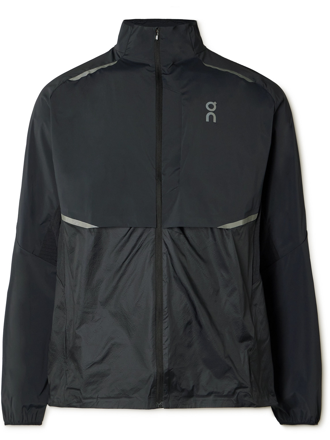 Shop On Weather Logo-print Colour-block Recycled-shell Hooded Jacket In Black