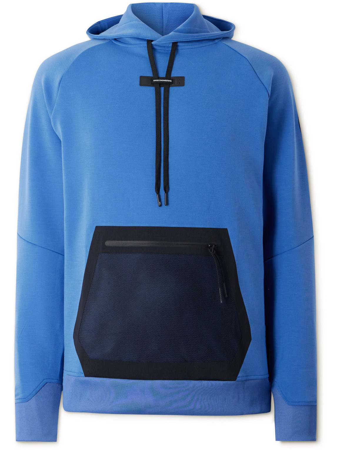 On Mesh-panelled Logo-appliquéd Recycled-jersey Hoodie In Blue