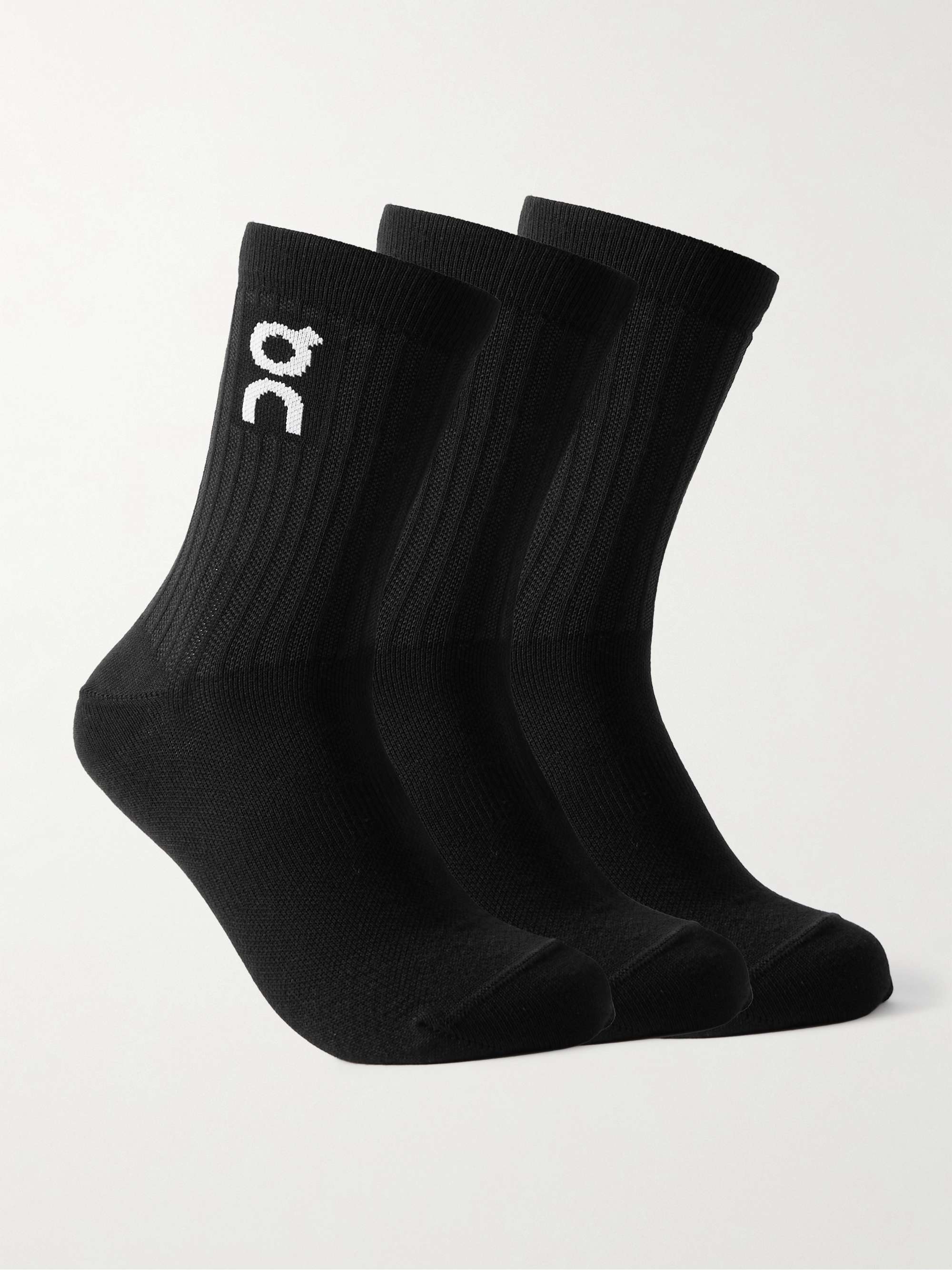 ON Three-Pack Logo-Jacquard Stretch Organic Cotton-Blend Socks for Men | MR  PORTER