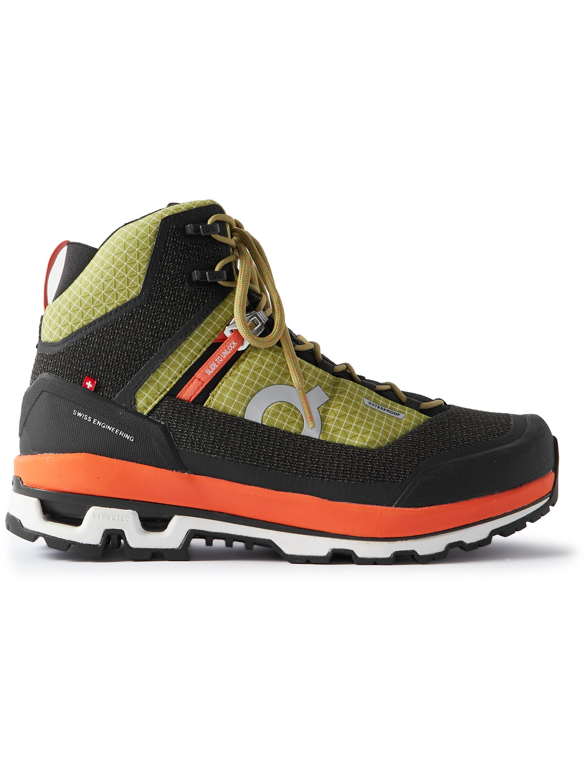On Cloudalpine Waterproof Rubber-trimmed Ripstop And Mesh Hiking Boots In Green