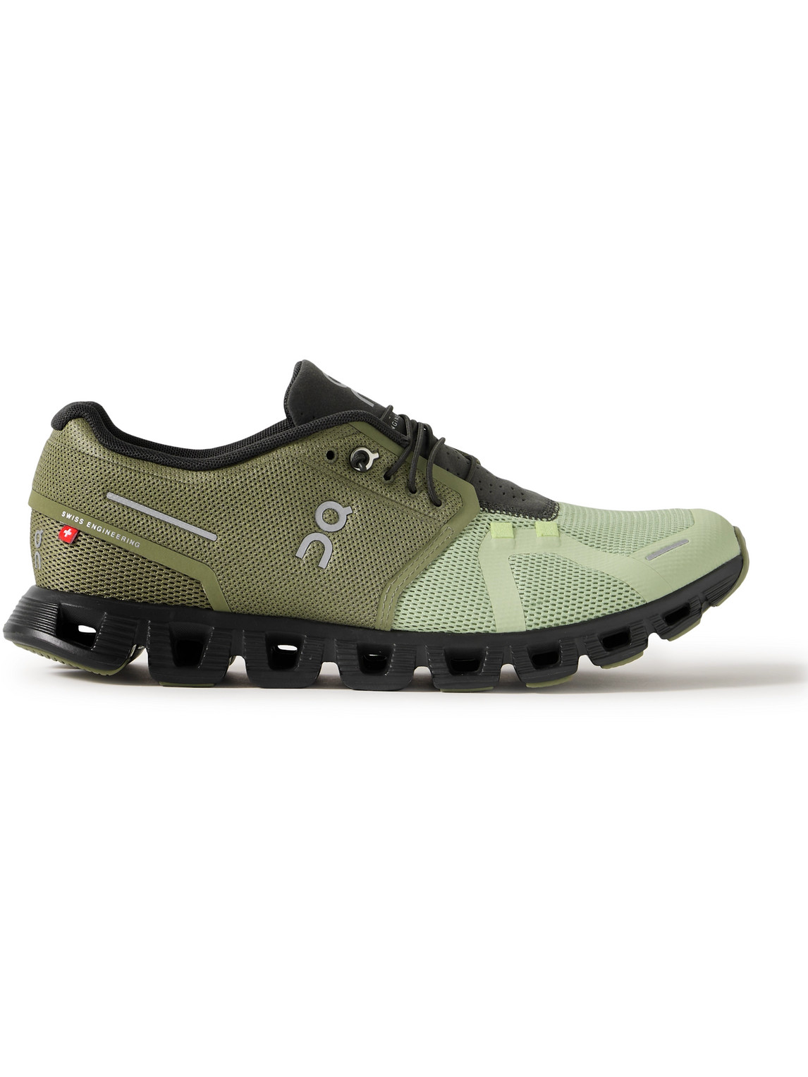 On Cloud 5 Rubber-trimmed Mesh Sneakers In Green