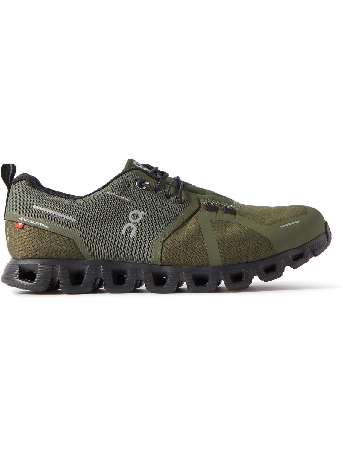 On Cloud 5 Waterproof Rubber-trimmed Mesh Trainers In Green