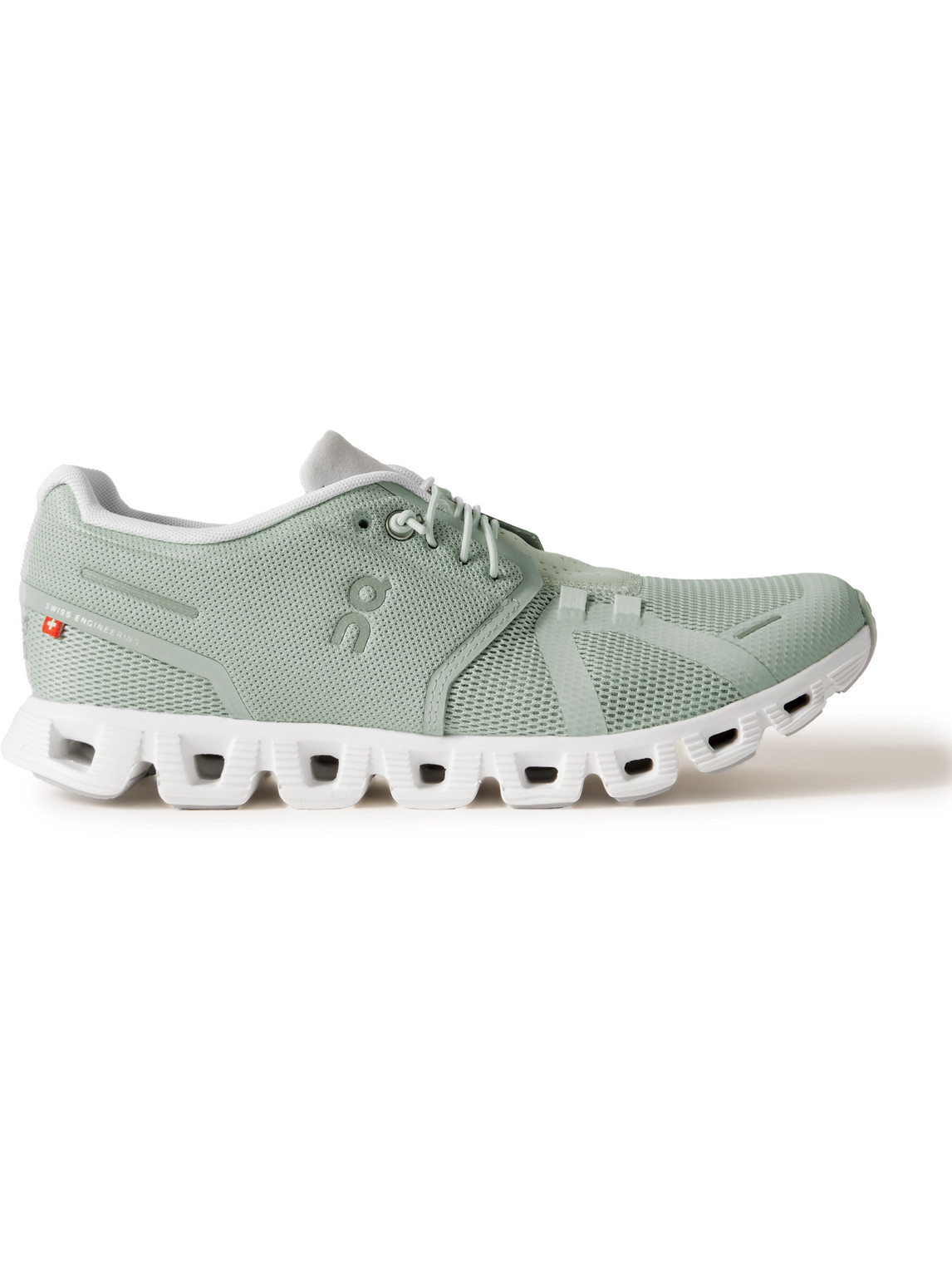 On Cloud 5 Rubber-trimmed Mesh Trainers In Green