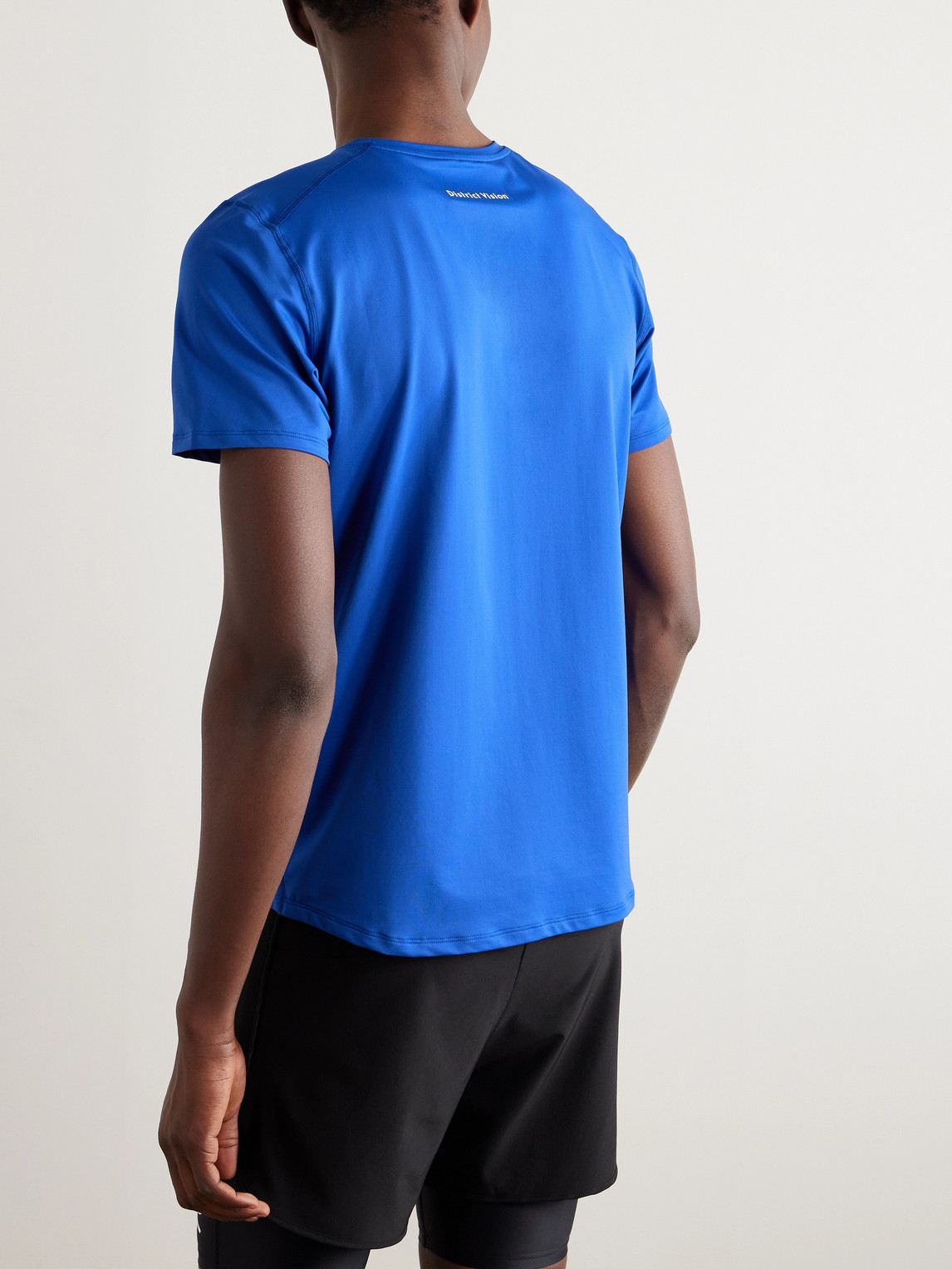 Shop District Vision Logo-print Stretch-jersey Running T-shirt In Blue