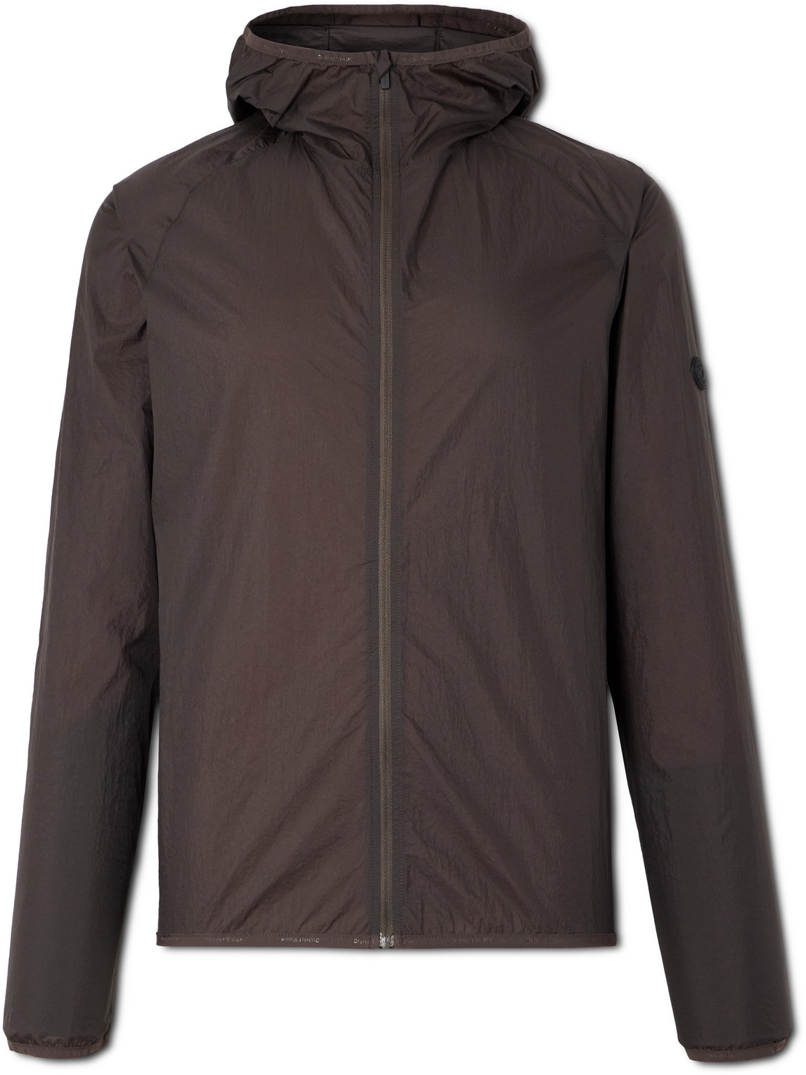 District Vision Wind Logo-appliquéd Nylon Micro-ripstop Hooded Jacket In Brown