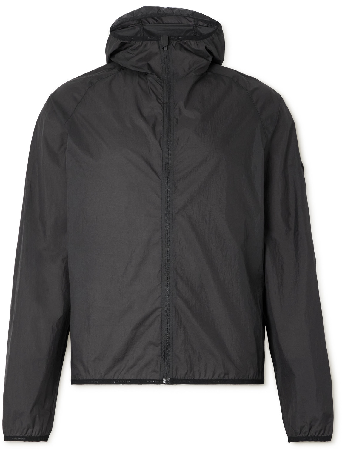 District Vision Wind Logo-appliquéd Nylon Micro-ripstop Hooded Jacket In Black
