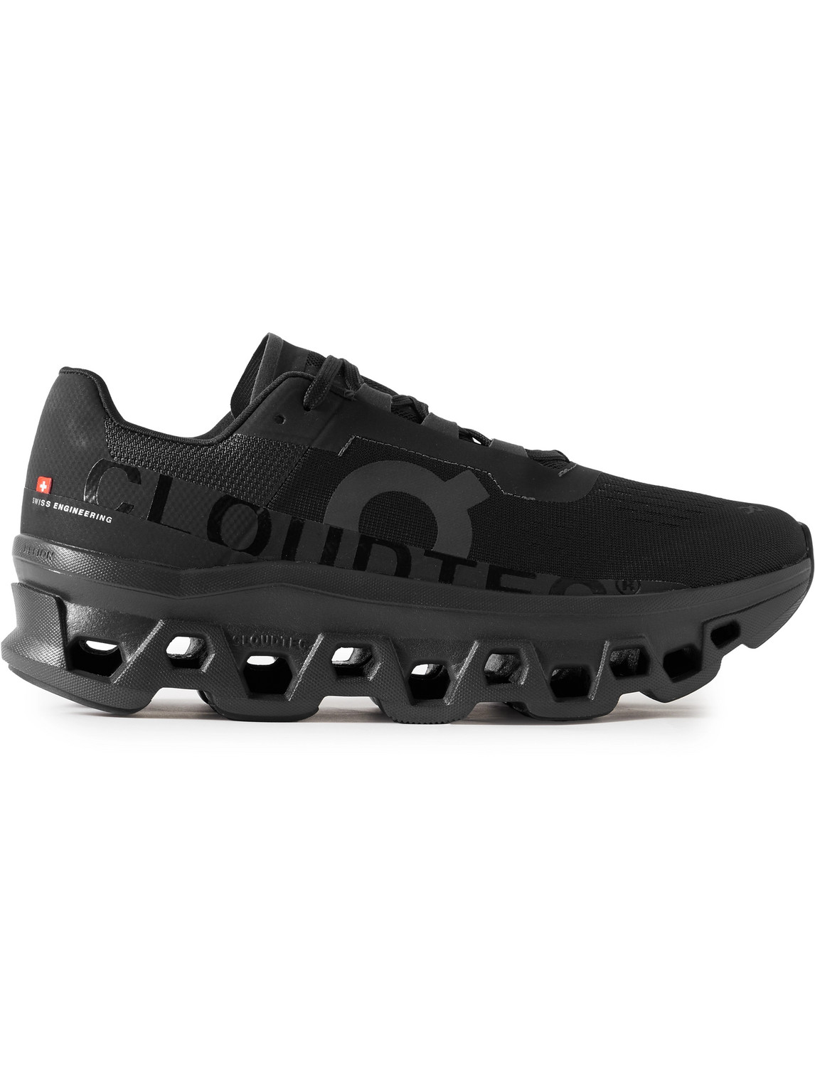 On Cloudmster Rubber-trimmed Mesh Running Sneakers In Black