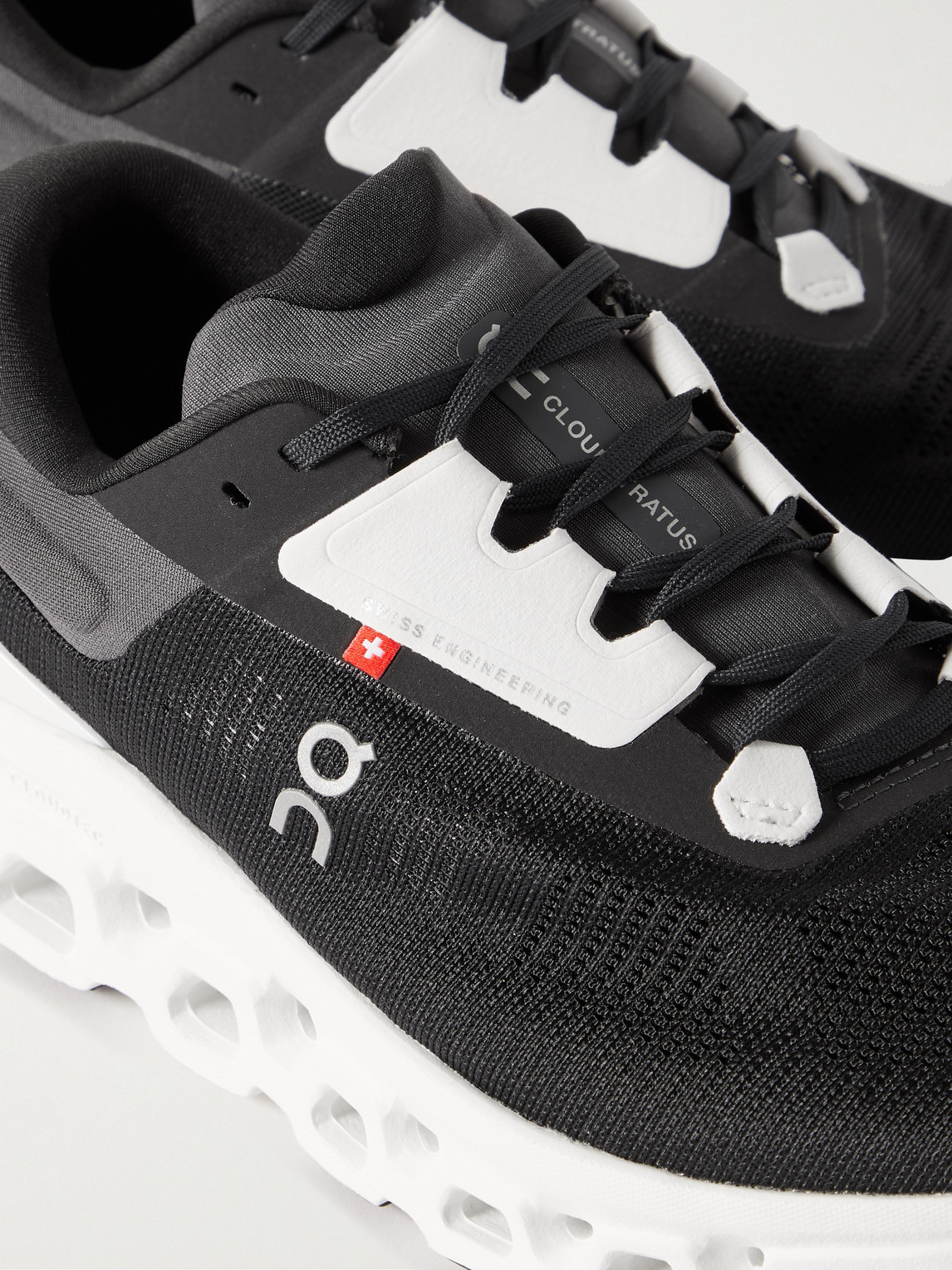 ON | Black | Cloudstratus 3 Rubber-Trimmed Mesh Runnin_ | #K61344