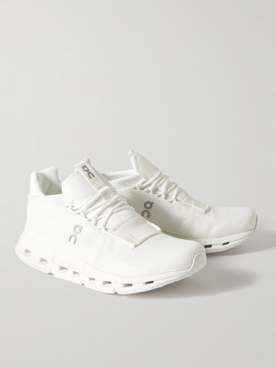 Shop On Cloudnova Rubber-trimmed Mesh Running Sneakers In White