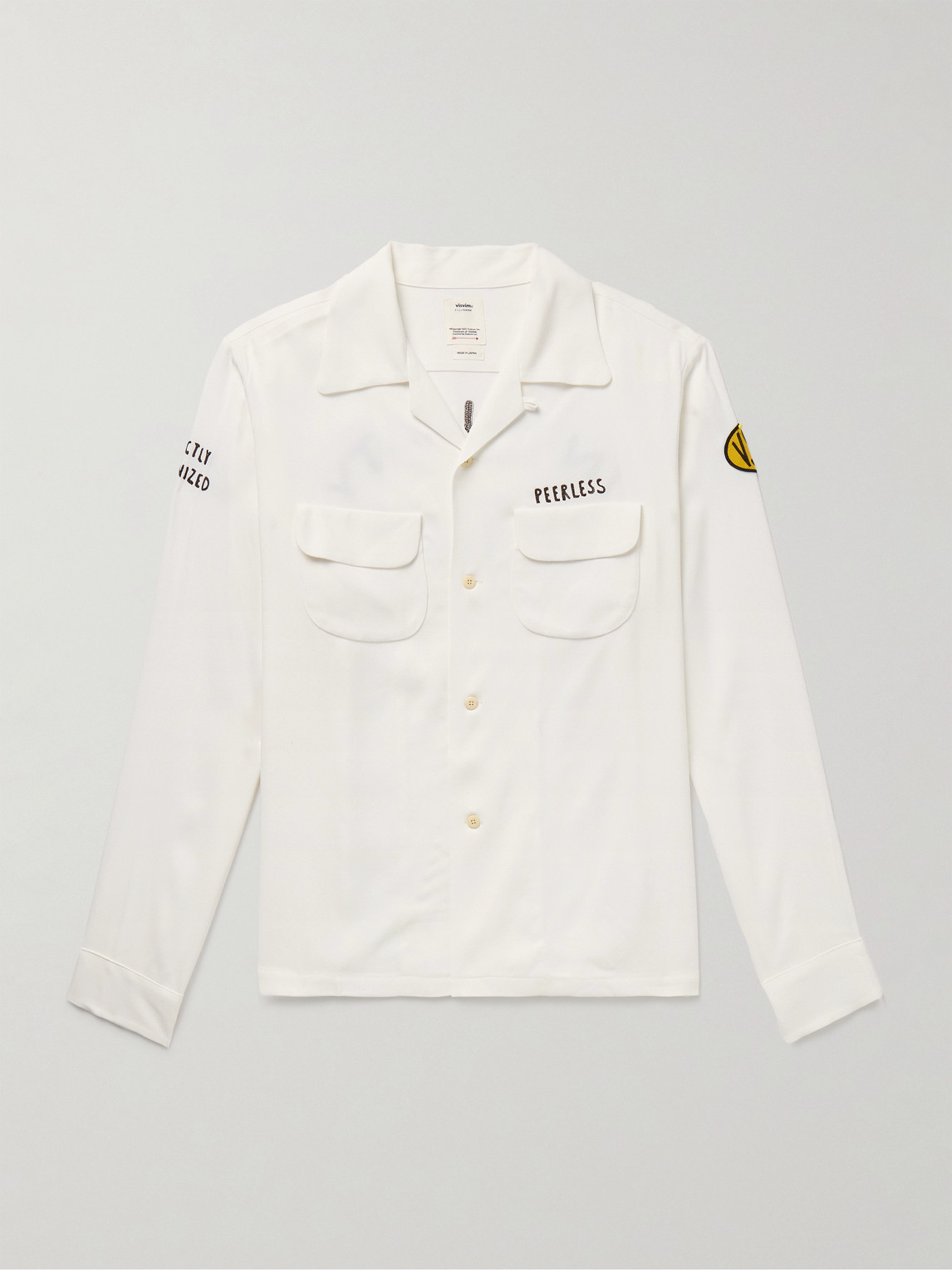 Keesey Convertible-Collar Appliquéd Embroidered Woven Shirt