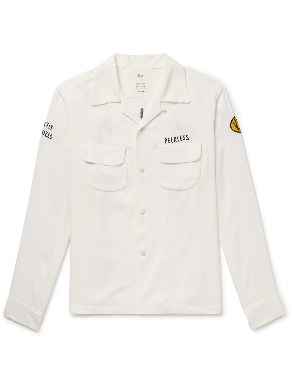 Visvim Keesey Convertible-collar Appliquéd Embroidered Woven Shirt In White