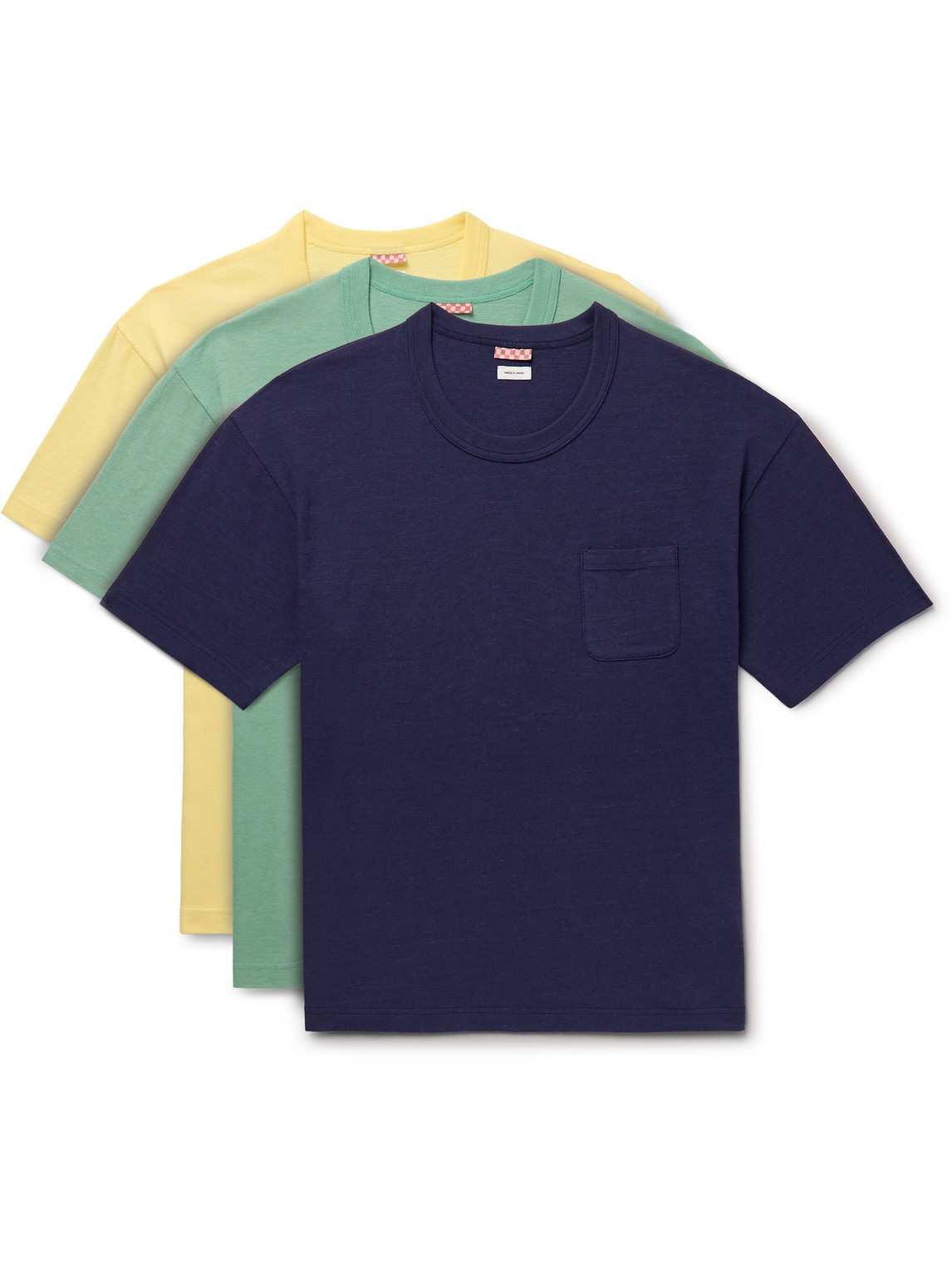 Visvim Sublig Jumbo Three-pack Cotton-blend Jersey T-shirts In Multi