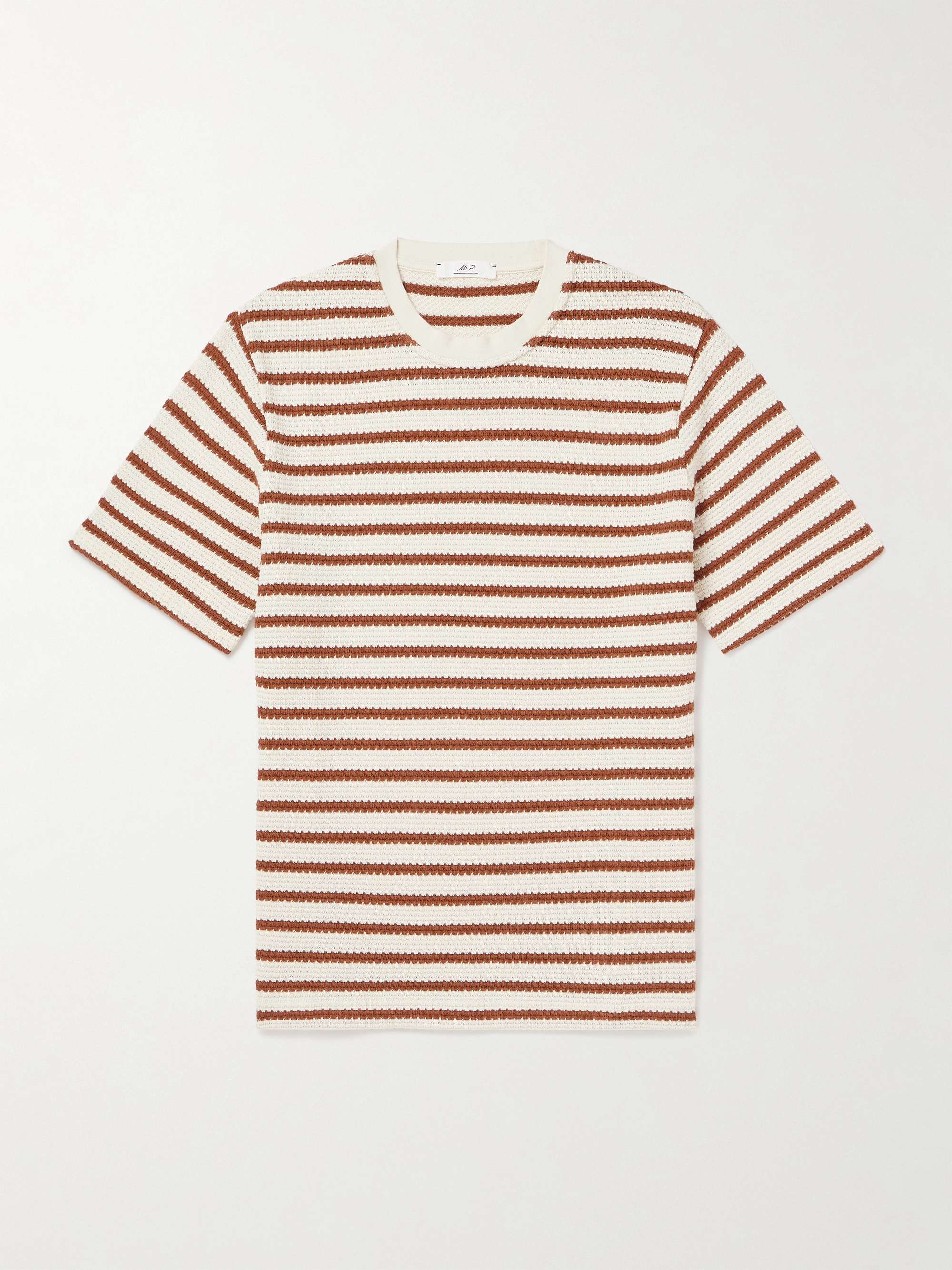MR P. Striped Open-Knit Organic Cotton T-Shirt for Men | MR PORTER