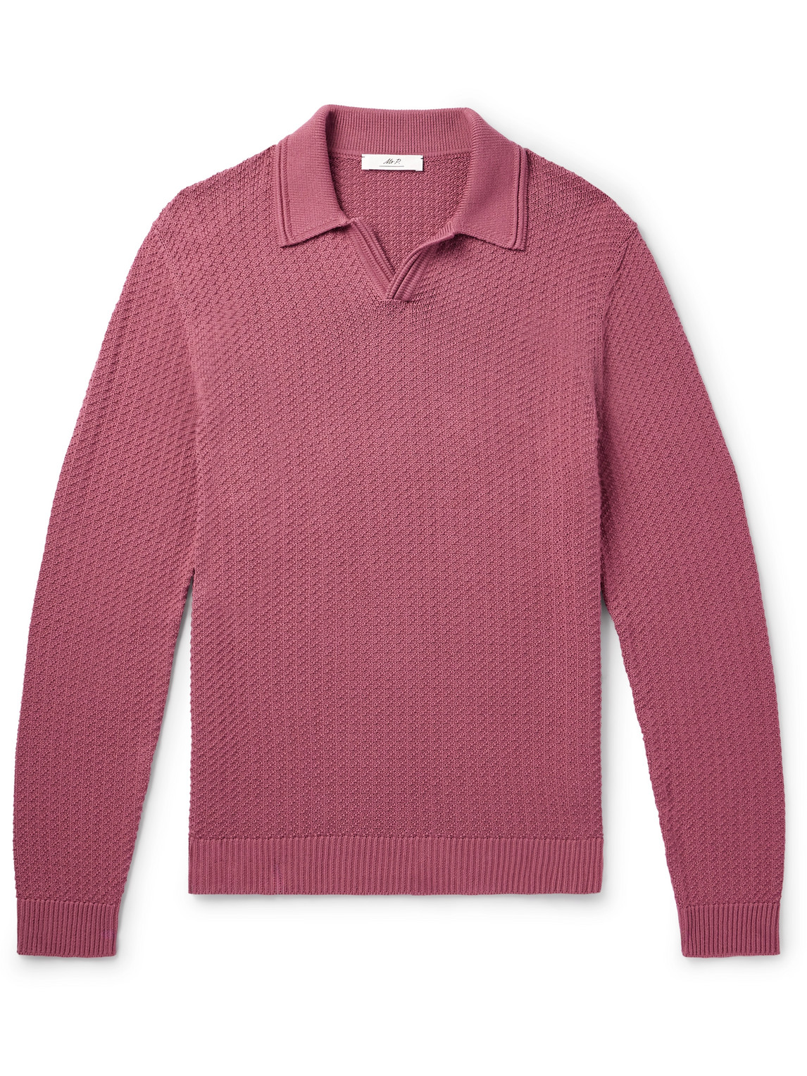 Mr P Textured Organic Cotton Polo Shirt In Pink
