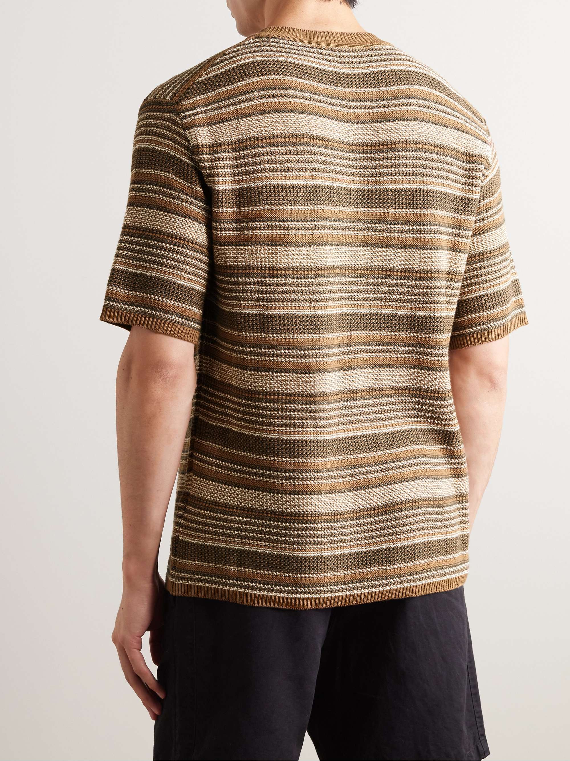 MR P. Striped Crochet-Knit Cotton T-Shirt