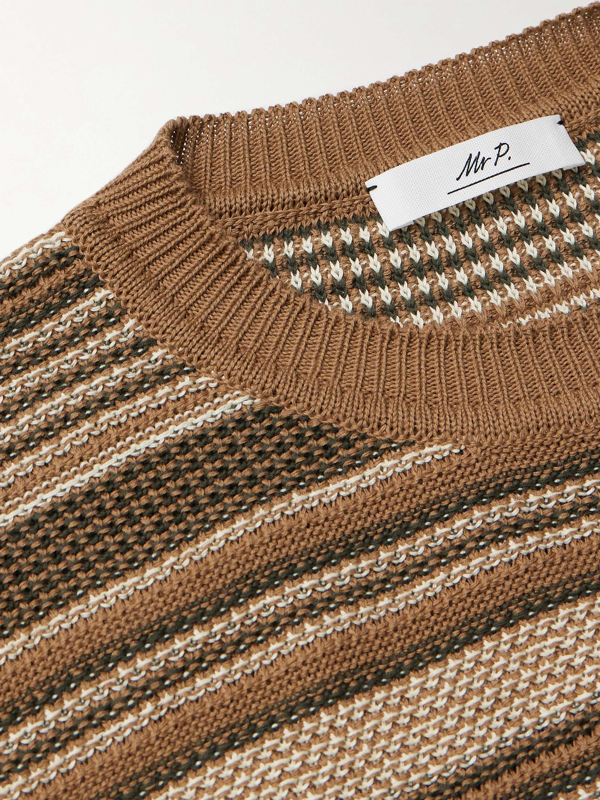 MR P. Striped Crochet-Knit Cotton T-Shirt