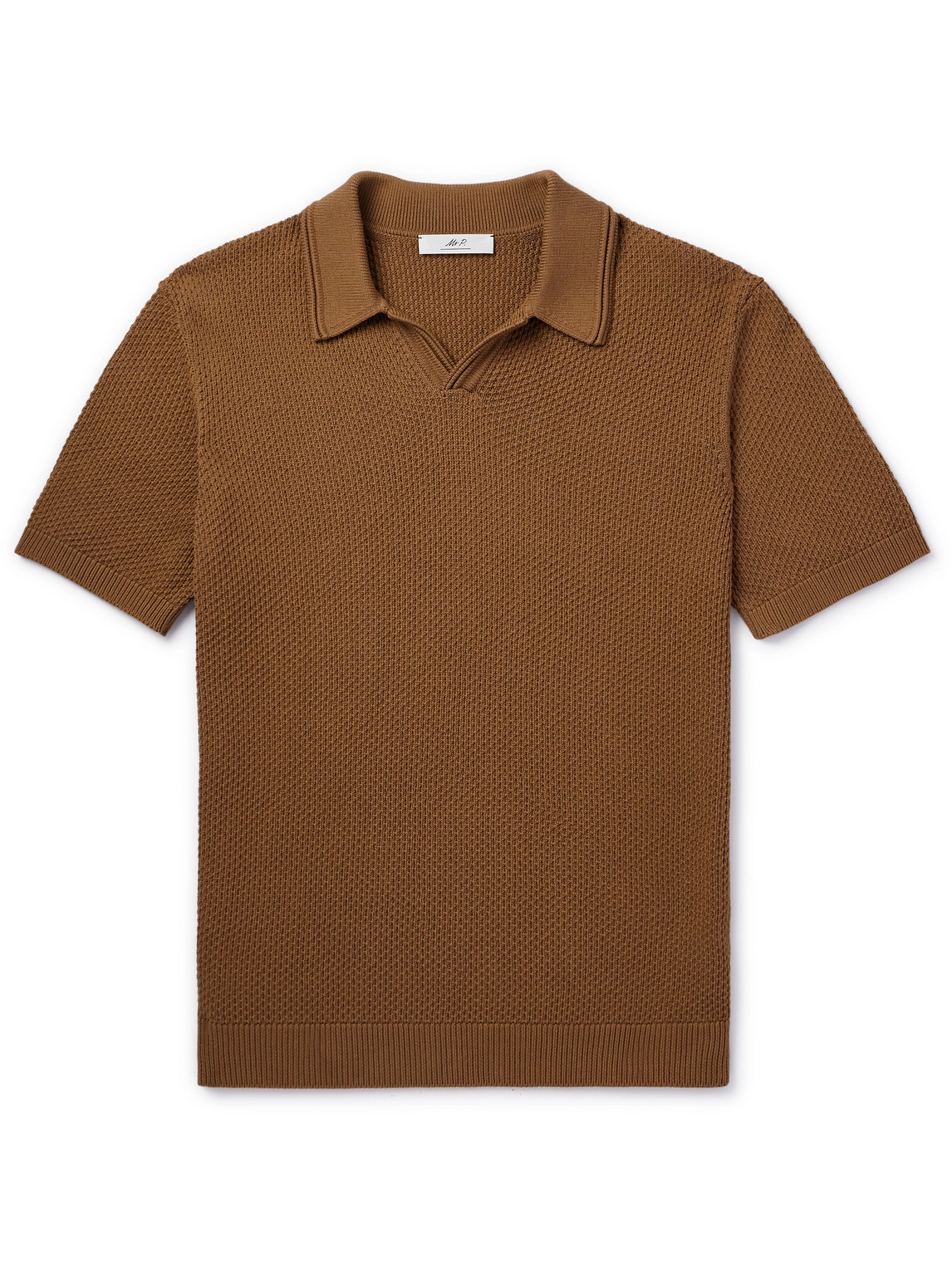 Mr P Knitted Cotton Polo Shirt In Brown
